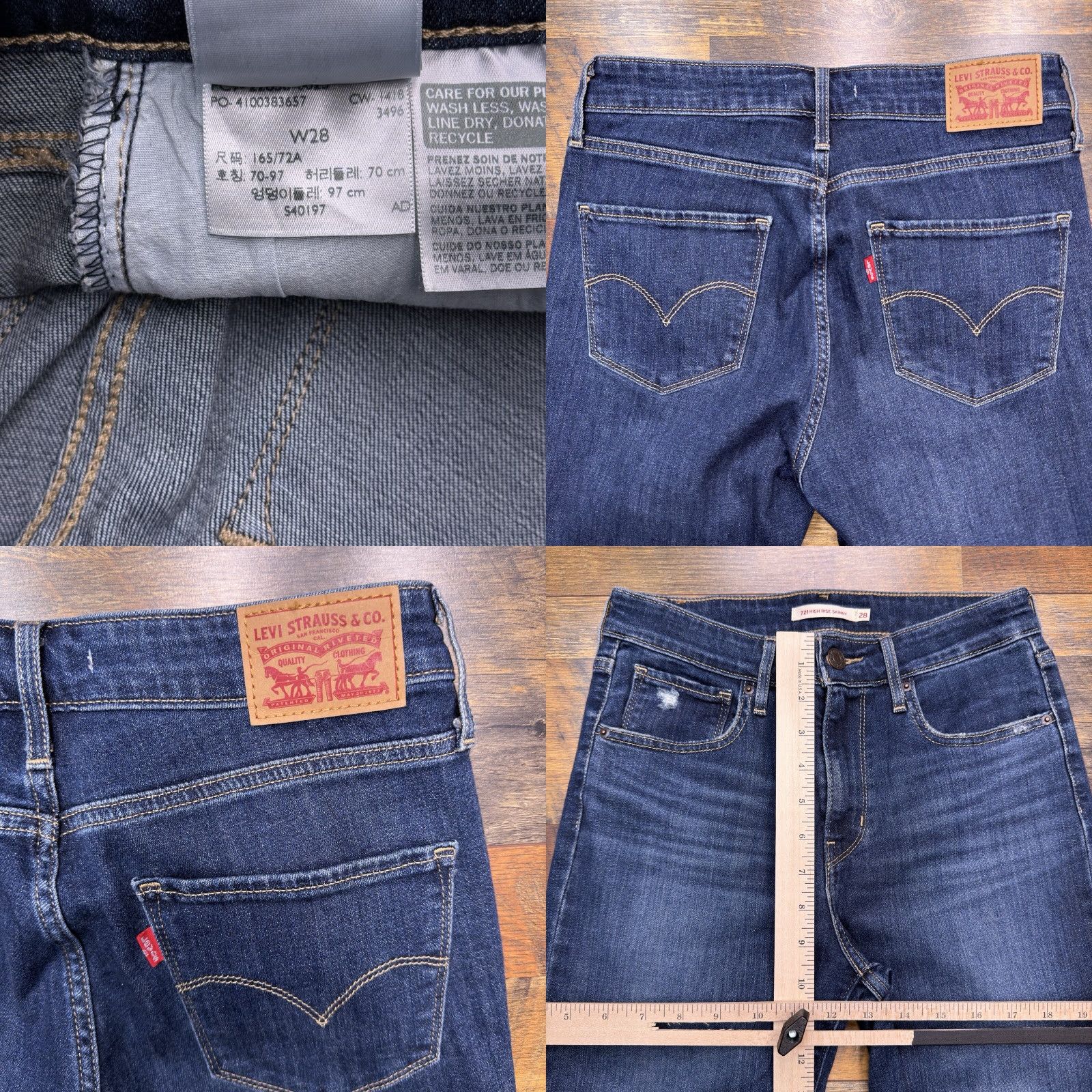 Levi's Levi's 721 High Rise Skinny Jeans Womens 28 Blue Distressed Stretch Denim Slim 5-Pocket Modern Vintage? No (but avoid adding). Size 28" / US 6 / IT 42 - 8 Thumbnail