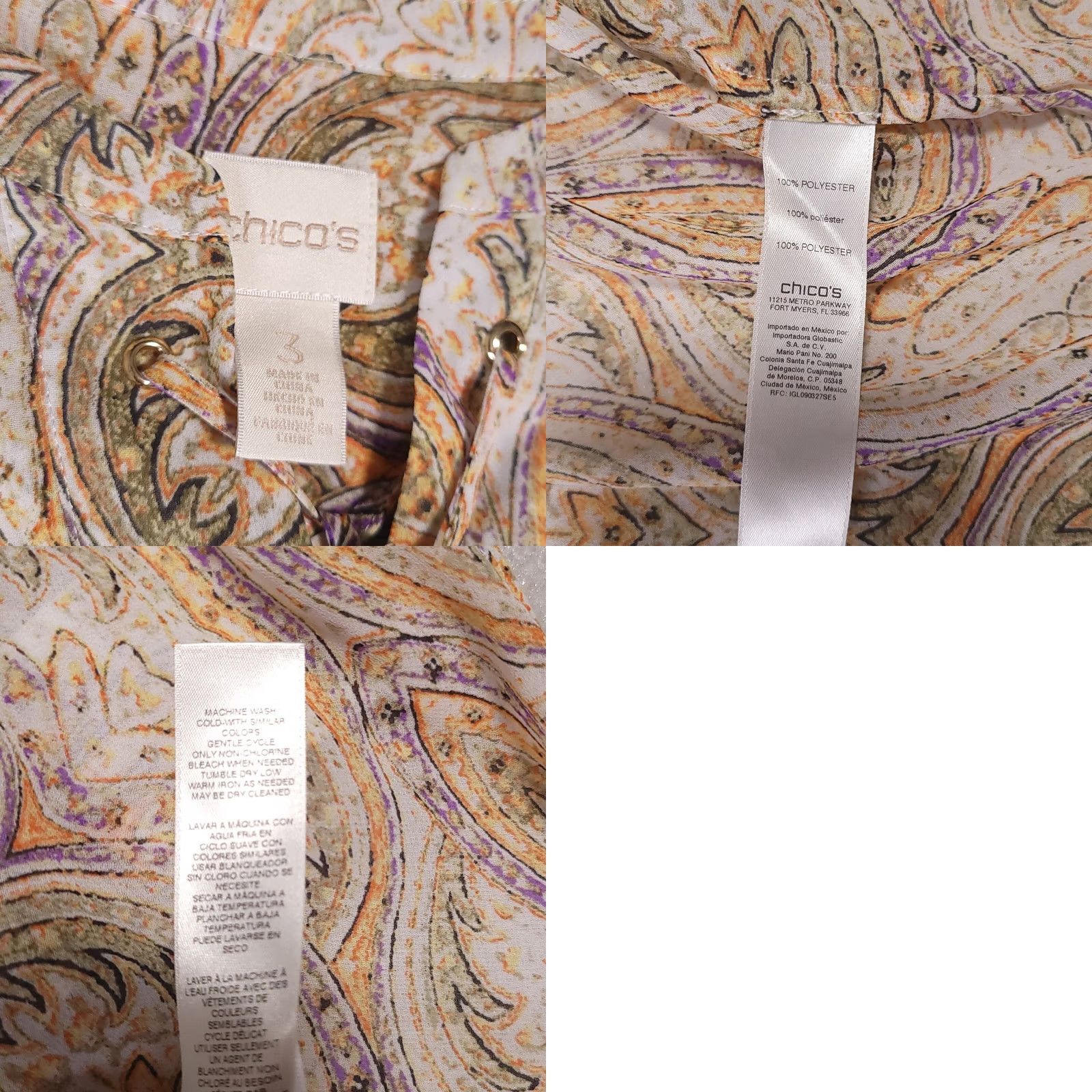 Vintage Chico's Paisley V-Neck High Low Tunic Shirt Women's XL Boho Lightweight Size XL / US 12-14 / IT 48-50 - 9 Thumbnail