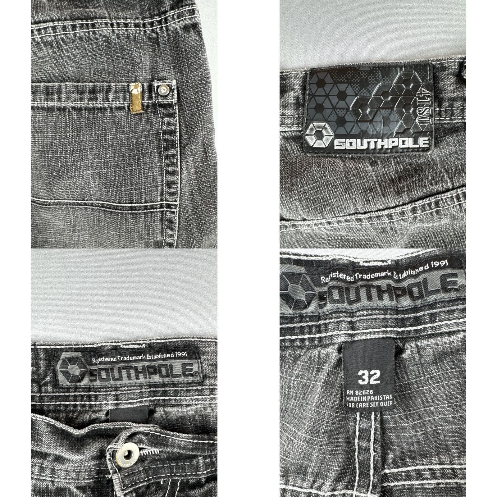 Southpole VINTAGE Southpole Jeans 32x30 Black Washed Baggy Denim 90s Hip Hop Streetwear Men Size US 32 / EU 48 - 10 Thumbnail