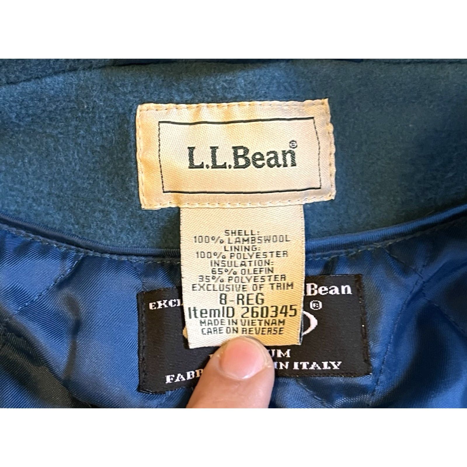Vintage LL Bean Bellandi Wool Pea Coat Women’s 8 Reg Turquoise Double Breast Quilt Lined Size M / US 6-8 / IT 42-44 - 4 Thumbnail