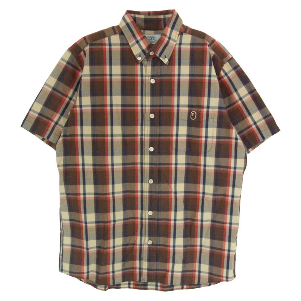 Bape OFFER OK! 🔥 XL BAPE PLAID SHORT SLEEVE BUTTON DOWN SHIRT Size US XL / EU 56 / 4 - 1 Thumbnail