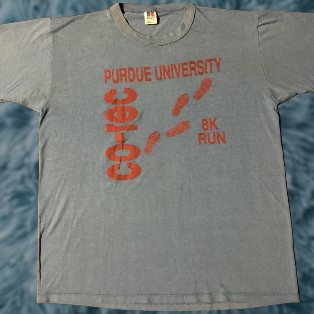 Russell Athletic VINTAGE Purdue University 8K Run Shirt Russell Athletic Mens Large Blue 90s 80s 70s College USA Marathon Running Grunge Punk Retro Sports Fan Size US L / EU 52-54 / 3 - 1 Thumbnail