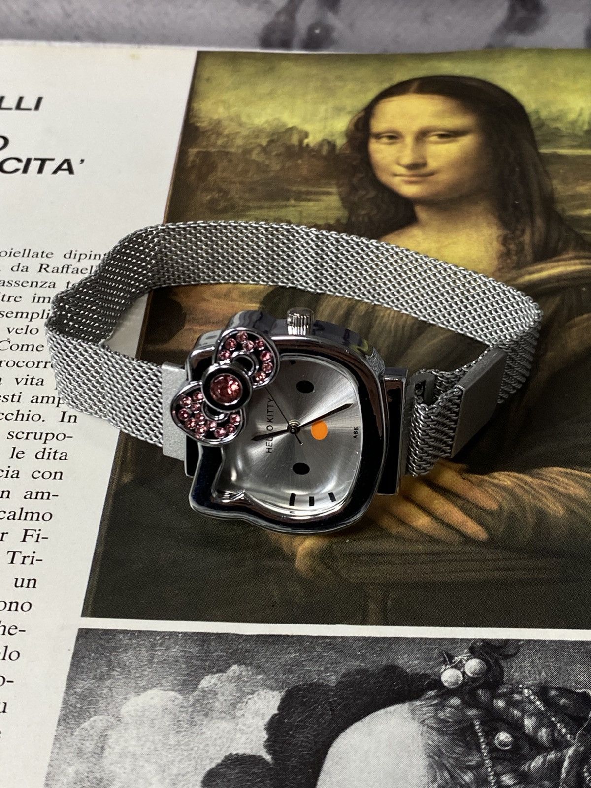 Japanese Brand Hello Kitty Silver Watch Pink Rhinestone Bow Y2K Accessory Size ONE SIZE - 1 Thumbnail