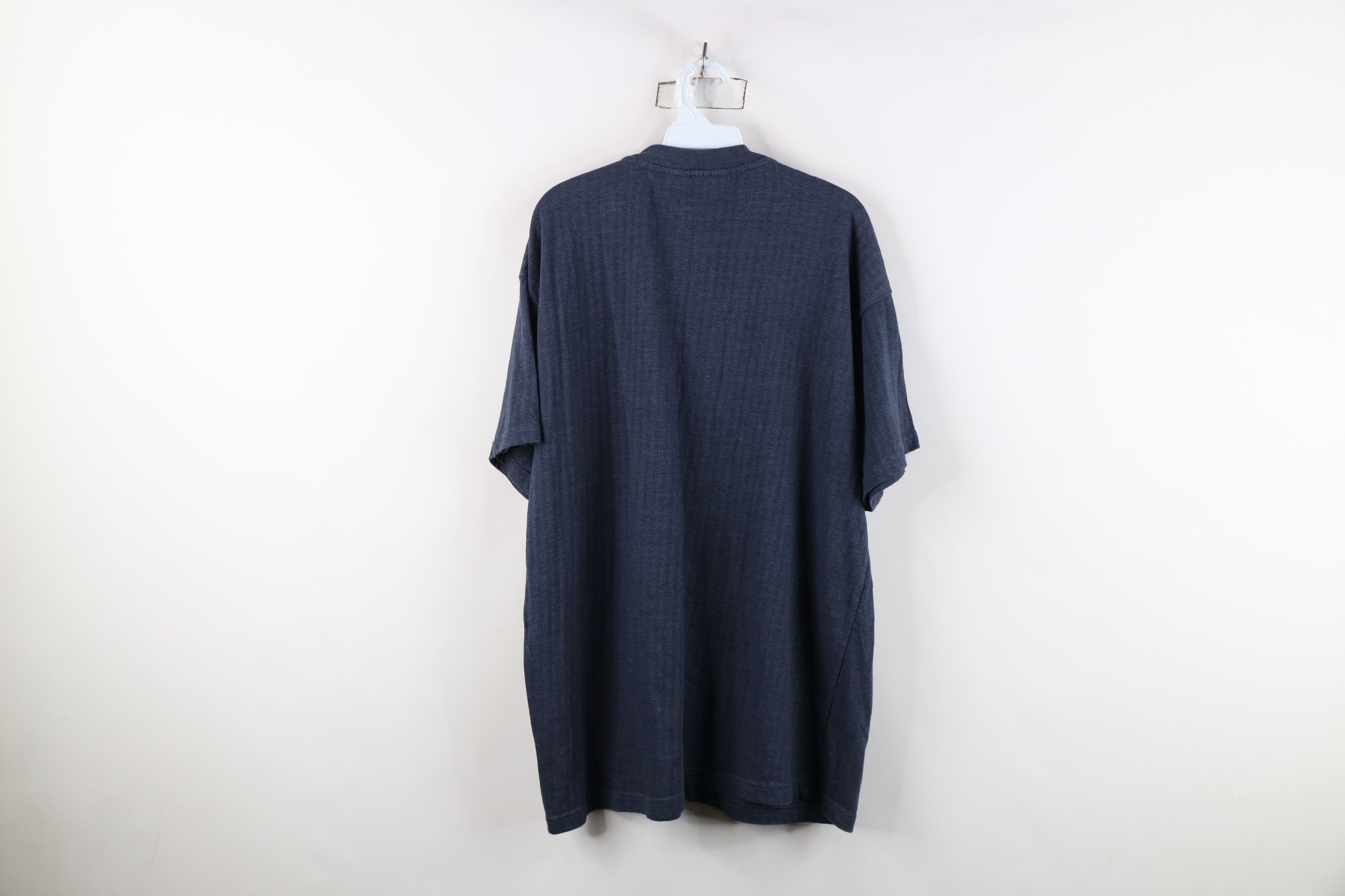 Vintage Vintage 90s Streetwear Blank Ribbed Knit Henley T-Shirt Blue Size US XL / EU 56 / 4 - 12 Thumbnail