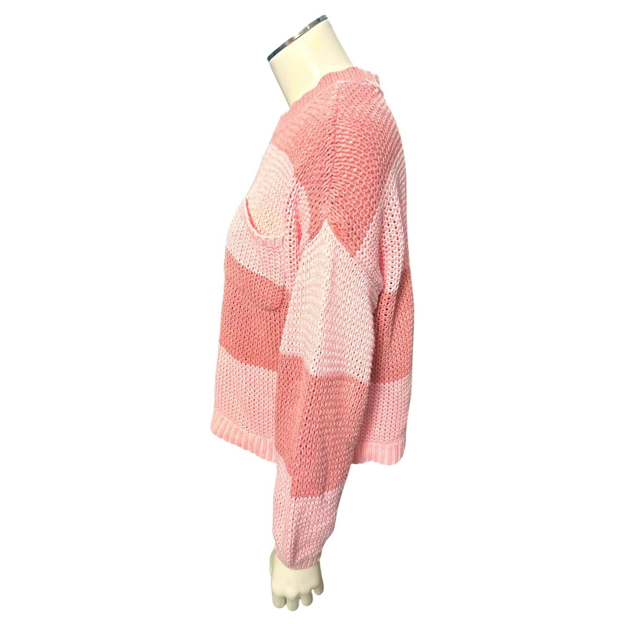 American Eagle Outfitters American Eagle Striped Knit Long Sleeve Sweater Pink Brown C Size S / US 4 / IT 40 - 2 Thumbnail