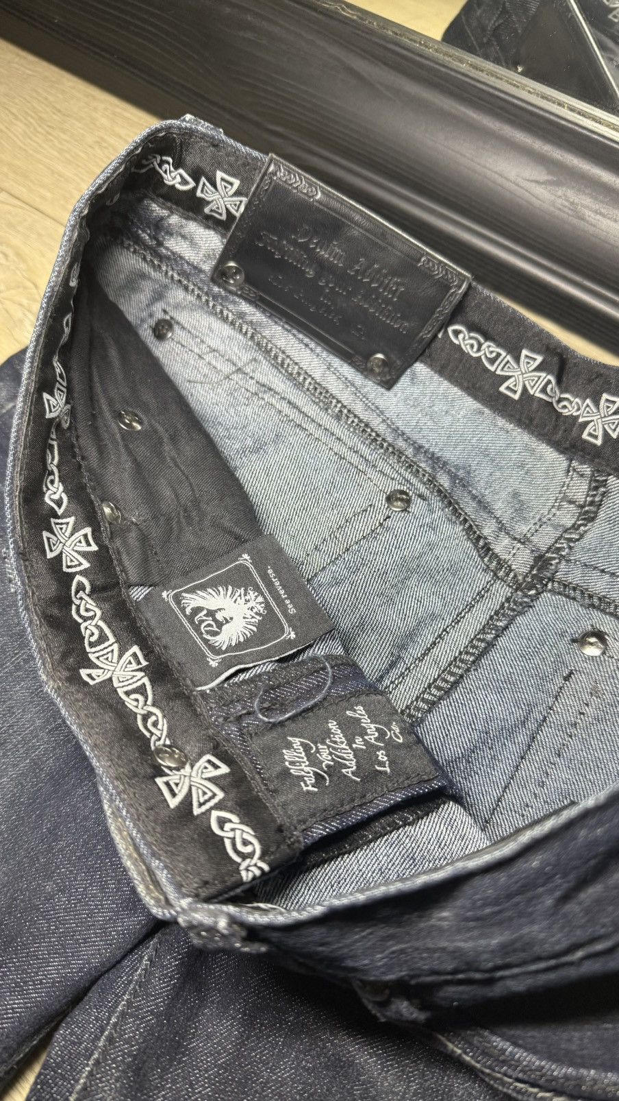 Other Y2K 2000s Denim Addiction Dark Wash Heavyweight Flared Jeans Size US 27 - 4 Thumbnail