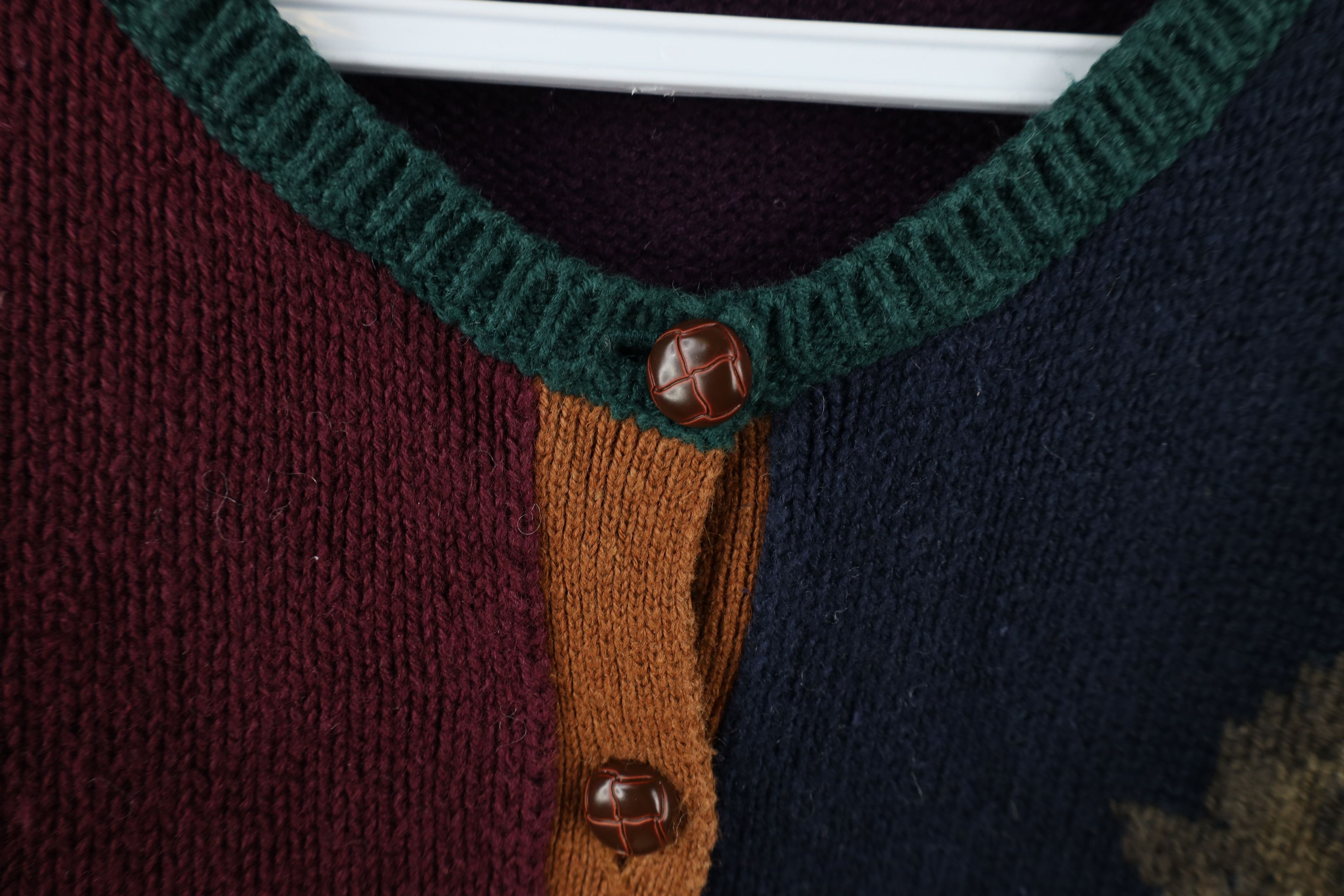 Vintage Vintage 90s Streetwear Nature Leaf Knit Cardigan Sweater Size L / US 10 / IT 46 - 10 Thumbnail