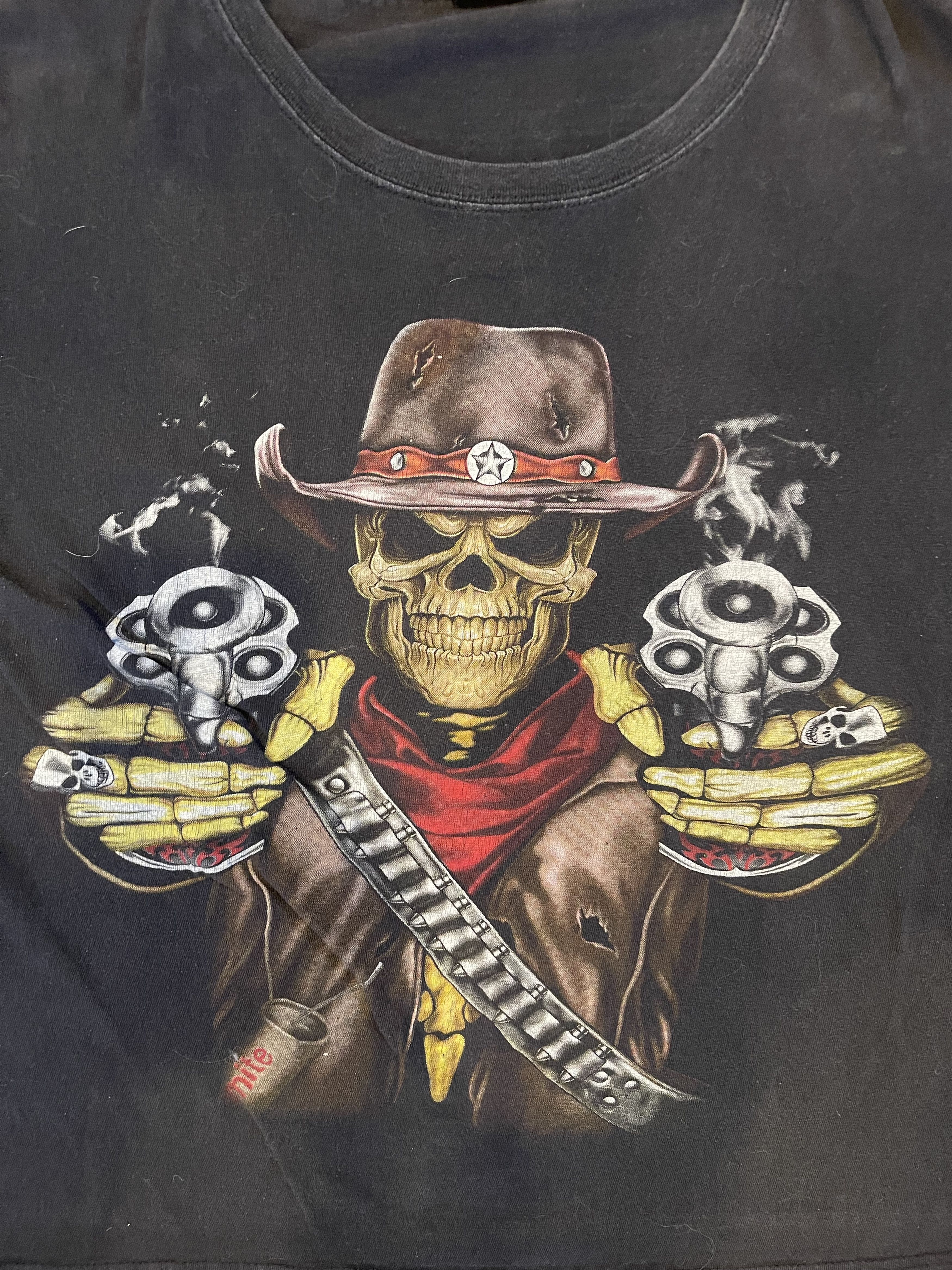 Vintage Vintage 90s Skeleton Cowboy T-shirt Size XL / US 12-14 / IT 48-50 - 3 Thumbnail