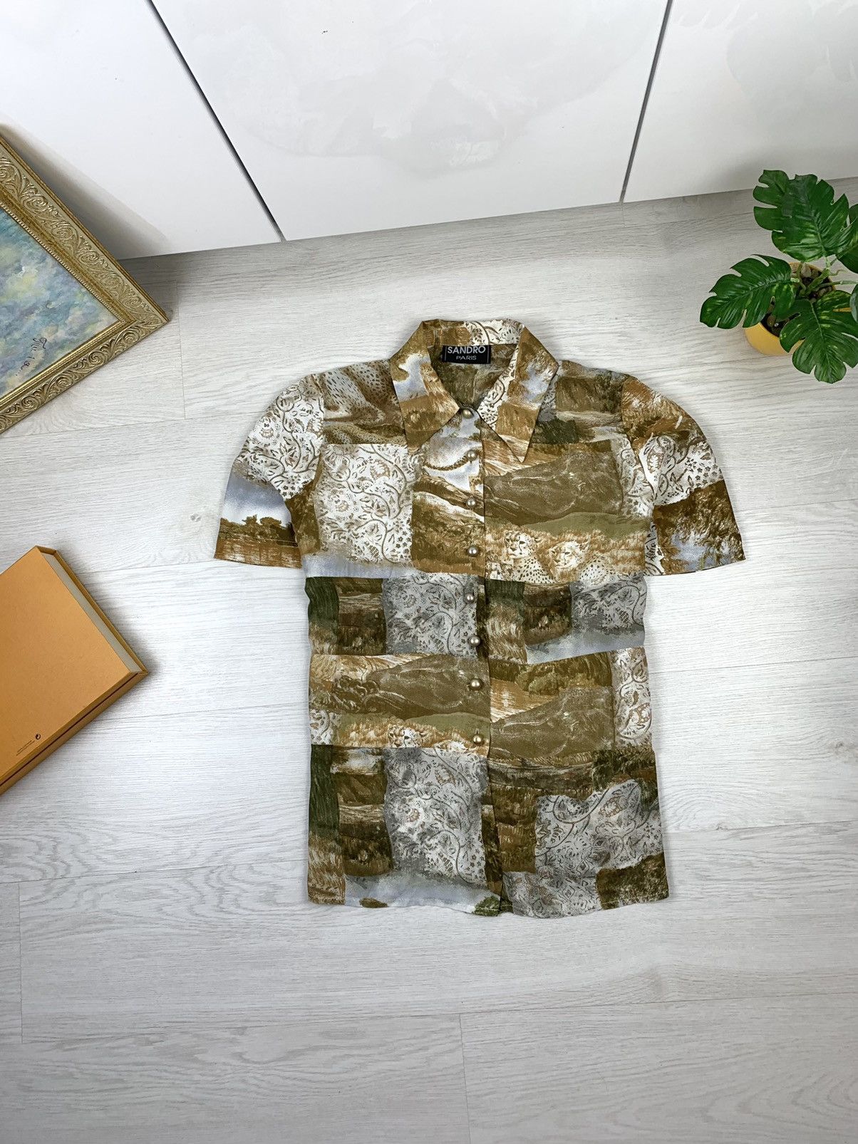 Sandro Sandro Paris Vintage 80s Women’s Blouse Shirt Size L / US 10 / IT 46 - 1 Thumbnail