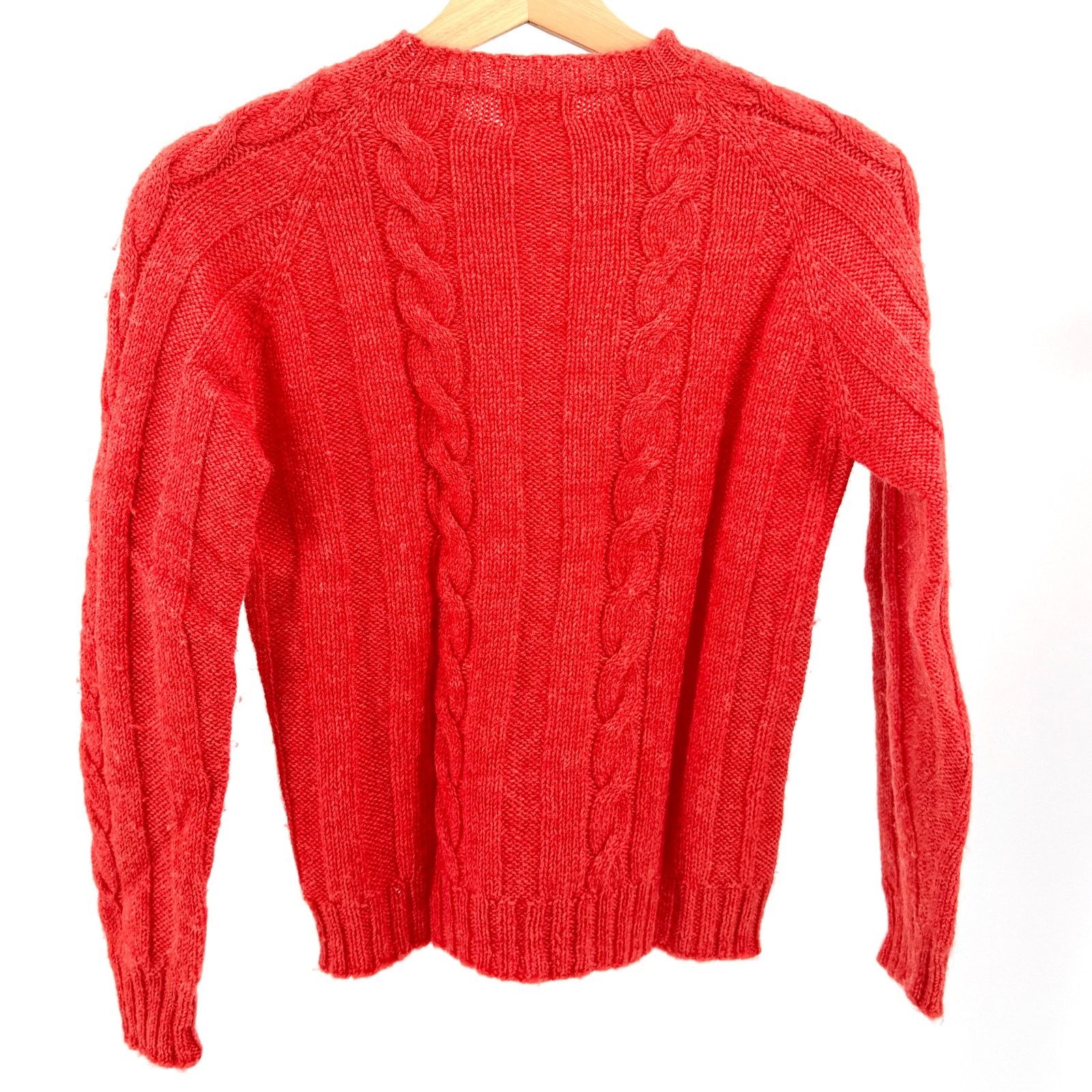Vintage Vintage 60s Custom Made Red Wool Cable Knit Crewneck Sweater Size S / US 4 / IT 40 - 5 Thumbnail