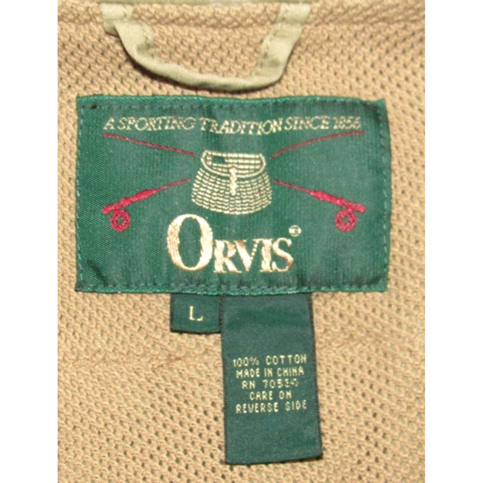 Orvis VINTAGE ORVIS Khaki Cotton Fishing Vest Large Mens Size US L / EU 52-54 / 3 - 6 Thumbnail