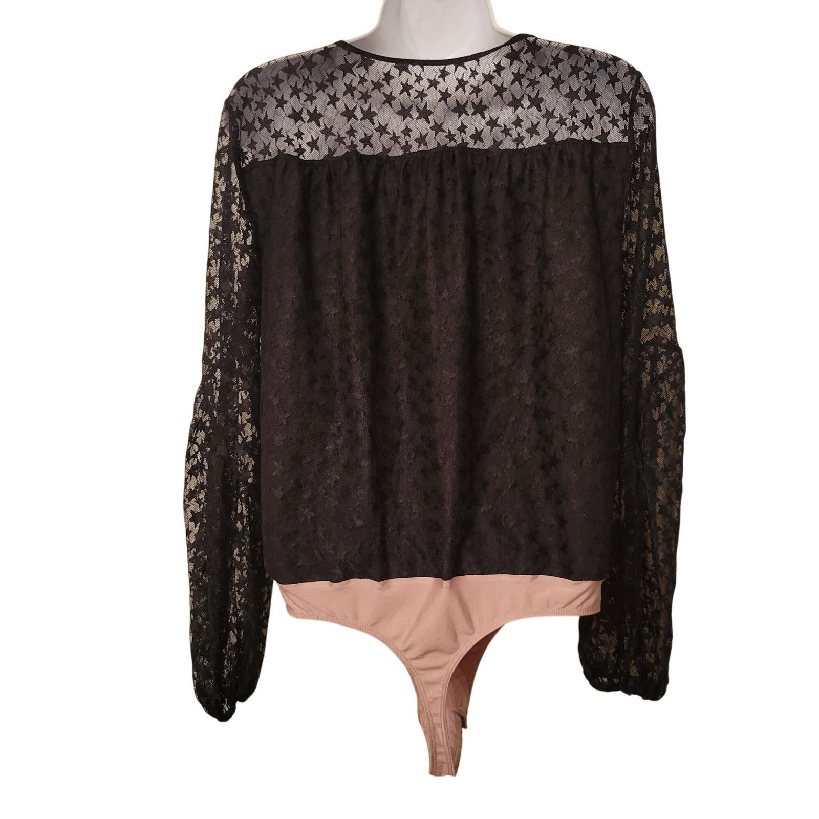 Amanda Uprichard Amanda Uprichard M YURI Black Star Motif Bodysuit Sheer Lace Size M / US 6-8 / IT 42-44 - 6 Thumbnail