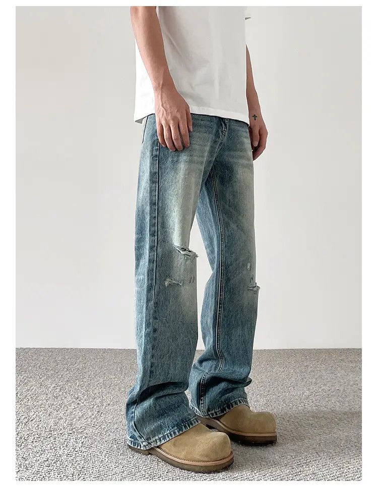 Japanese Brand × Jean Blue Distressed Wide Leg Denim Jeans Size US 30 / EU 46 - 1 Thumbnail