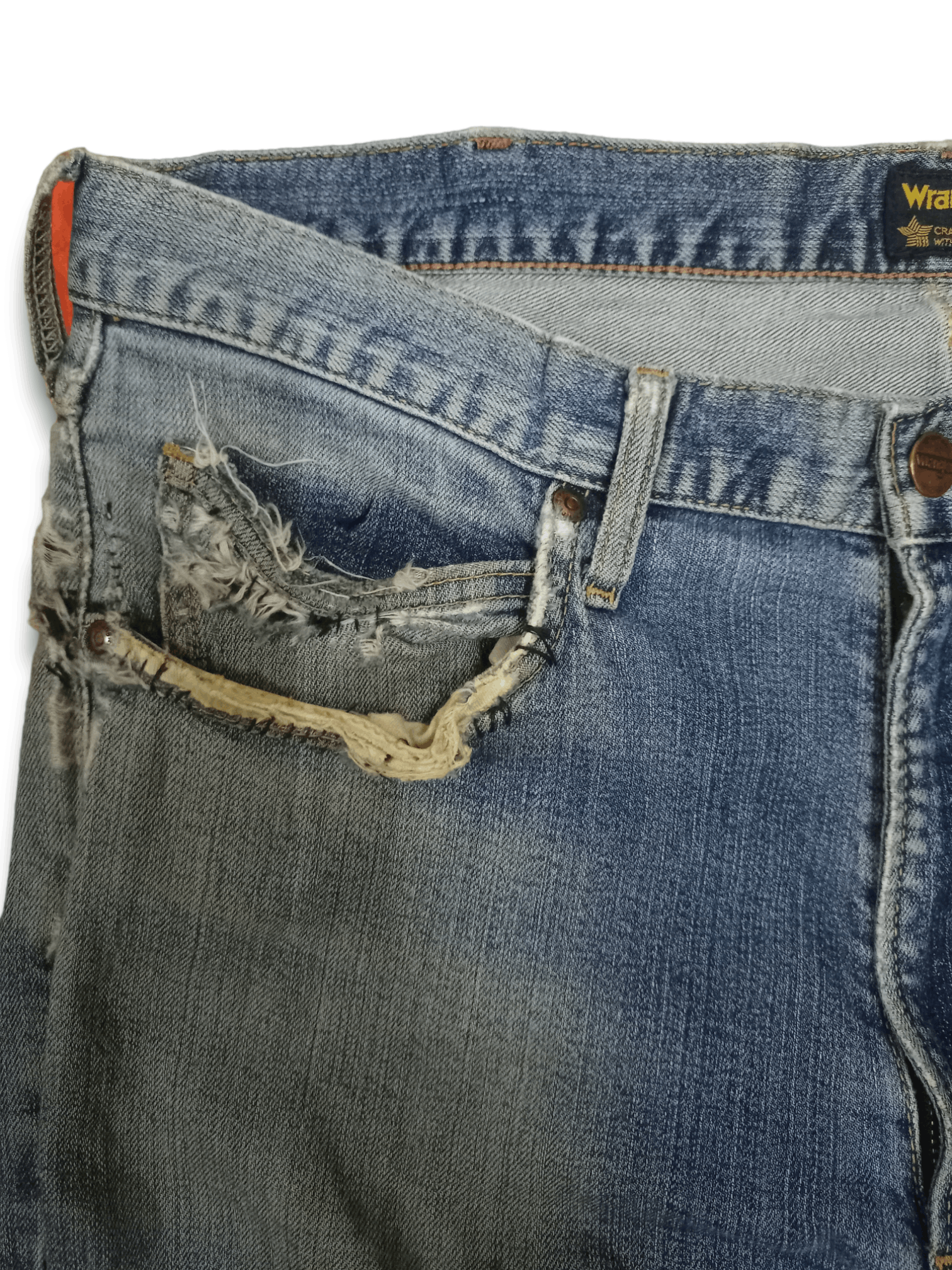 Wrangler SALES 🔥 Vintage Wrangler Blue Wash Distressed Denim Jeans Size US 35 - 4 Thumbnail