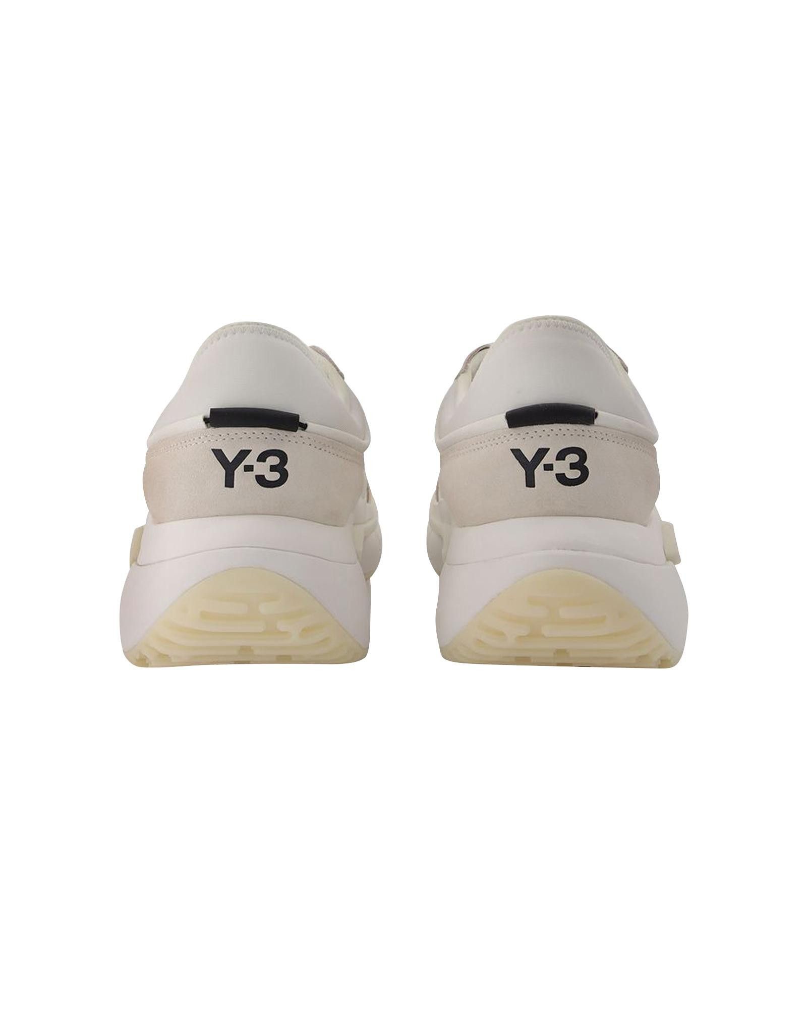 image of Y 3 White Lace-Up Sneakers With Round Toe And Rubber Sole, Women's (Size 7)