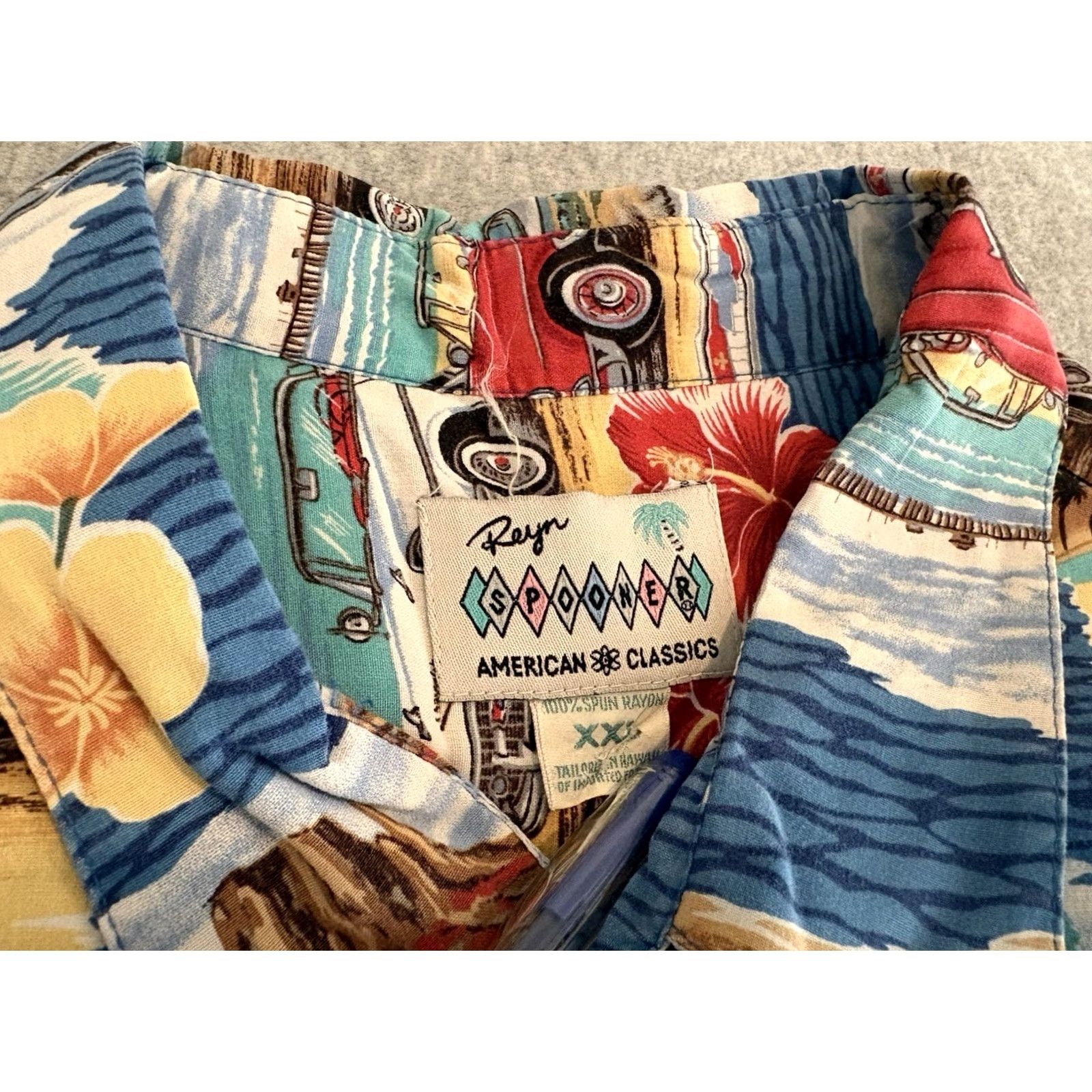 Reyn Spooner Reyn Spooner Button-Up Shirt 2XL Cars Nomad Rayon Multicolor Short Sleeve Mens Size US XXL / EU 58 / 5 - 2 Thumbnail