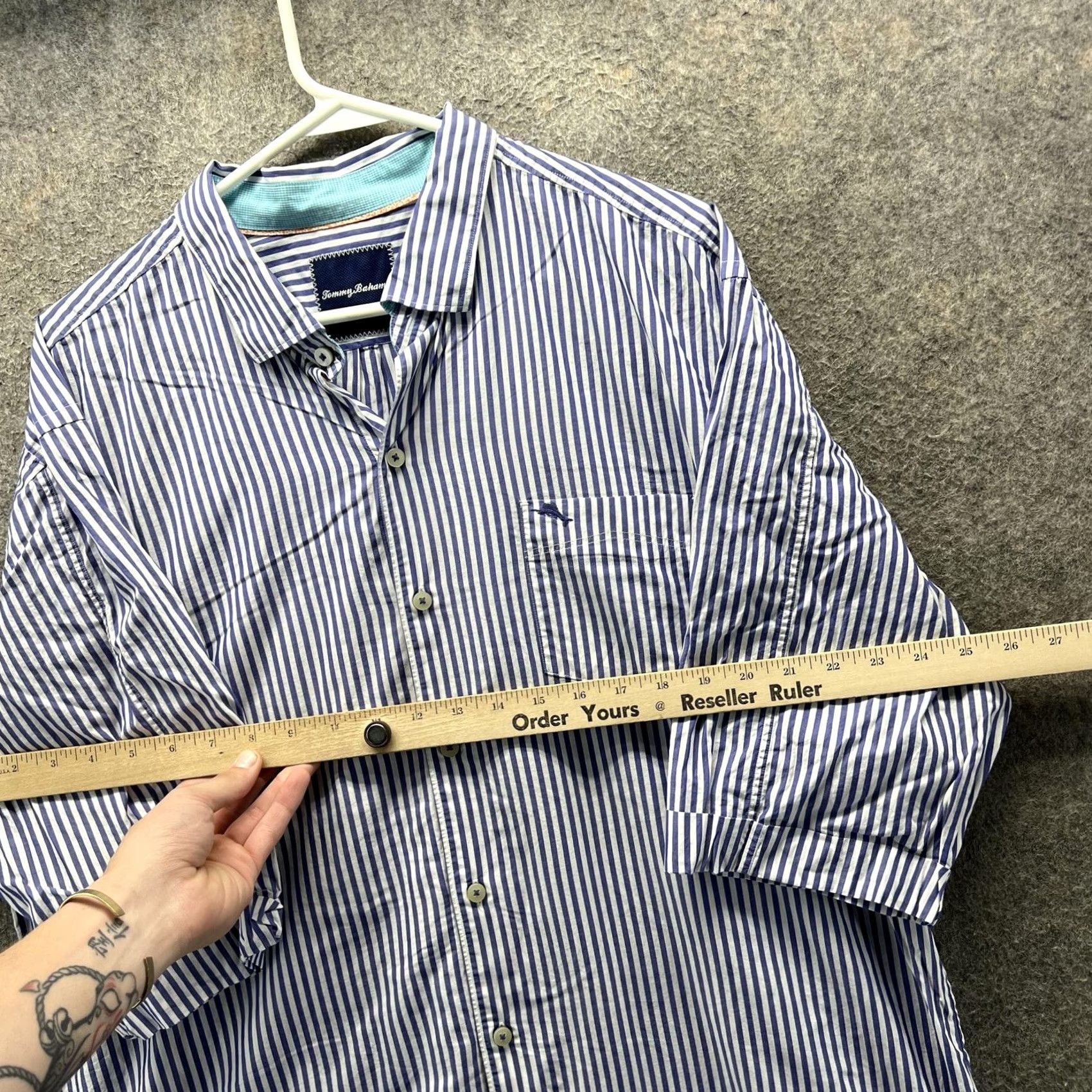 Tommy Bahama Tommy Bahama Shirt Mens XL Blue White Stripe Pima Cotton Short Sleeve Casual Size US XL / EU 56 / 4 - 4 Thumbnail