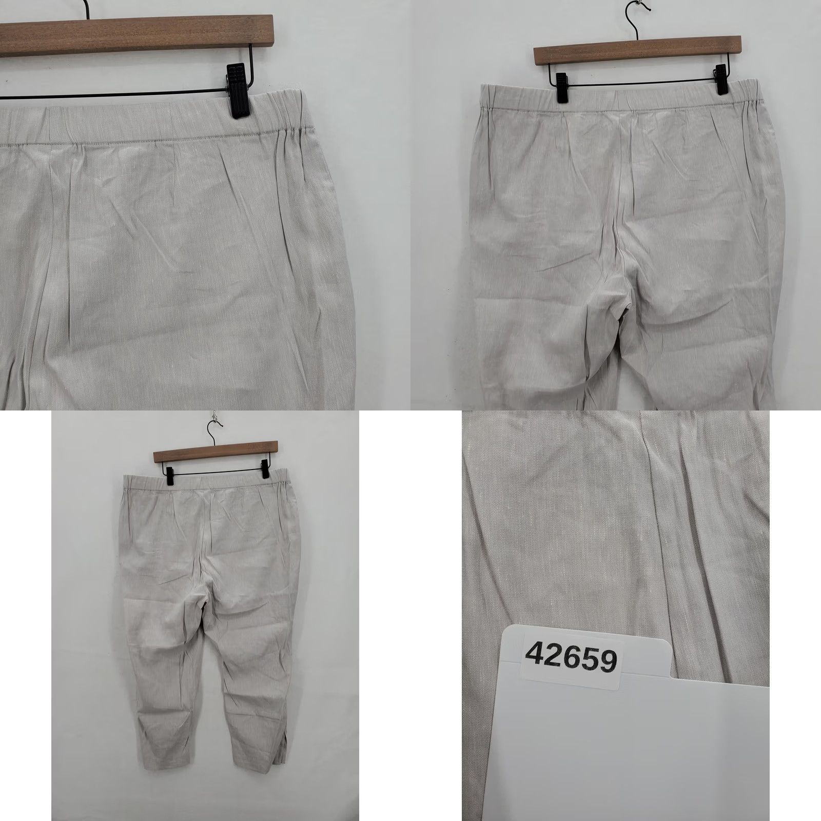 J. Jill J.Jill Pants Womens XL Petite Zinc White Linen Stretch Side Zip Ankle Button NWT Size 40" / US 18 - 9 Thumbnail