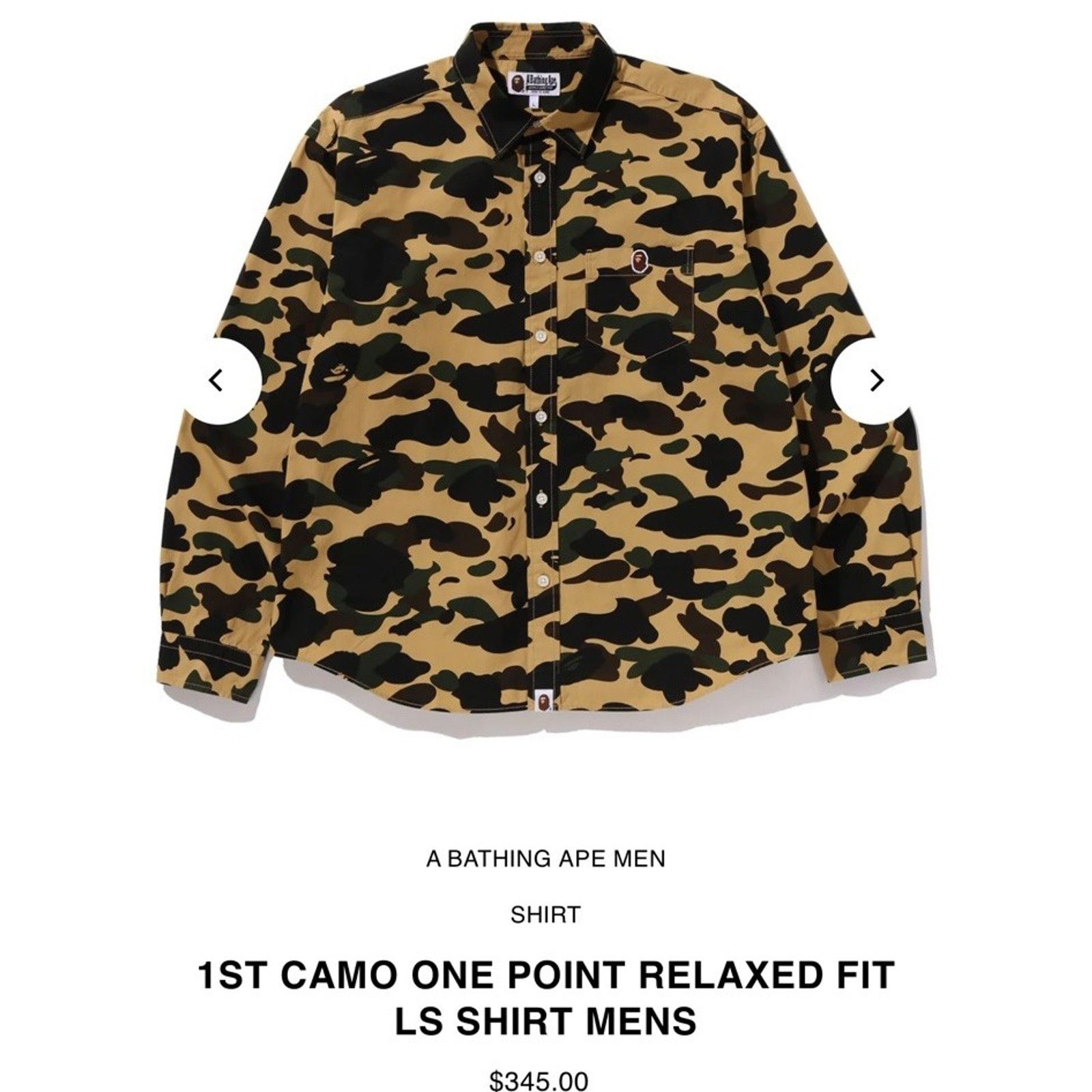 Bape Size L - Bape Camo Button Up Camo Long Sleeve Shirt NEW! Size US L / EU 52-54 / 3 - 5 Thumbnail