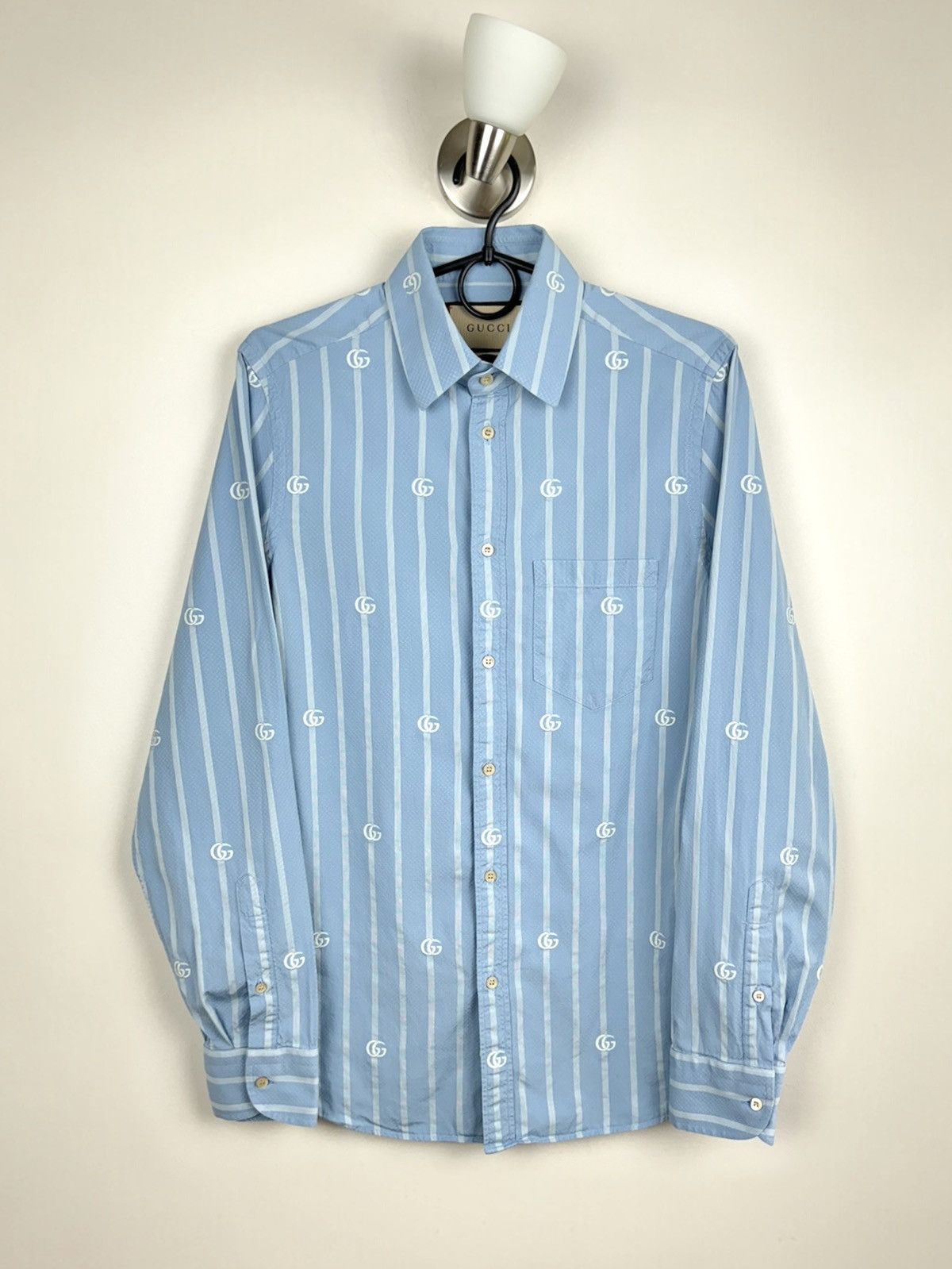 Gucci Classic blue shirt Gucci GG original luxury old money item Size US S / EU 44-46 / 1 - 1 Thumbnail