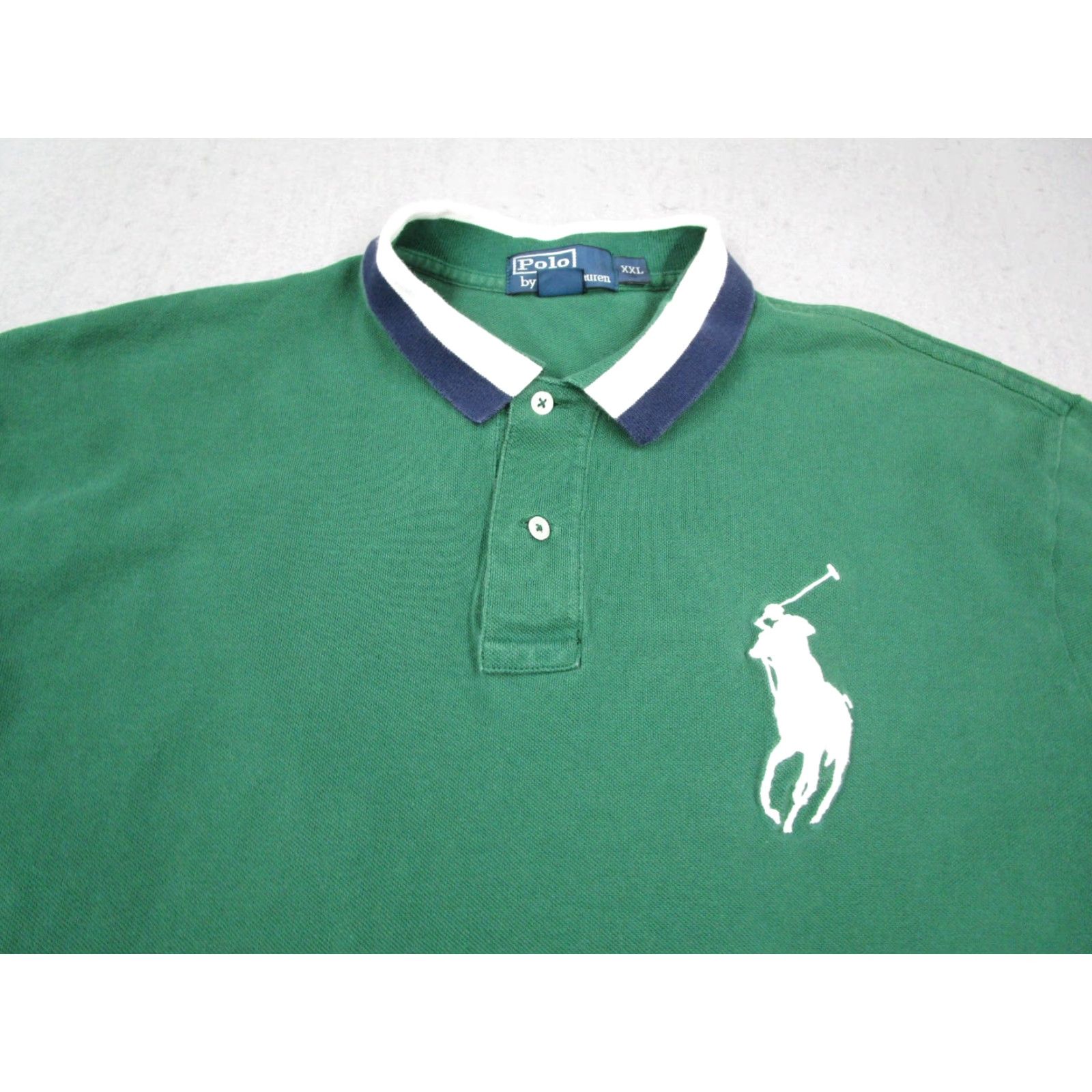 Polo Ralph Lauren Vintage Polo Ralph Lauren Men's 2XL Green Short Sleeve Pique Polo Shirt with Embroidered White Pony Logo Size US XXL / EU 58 / 5 - 2 Thumbnail