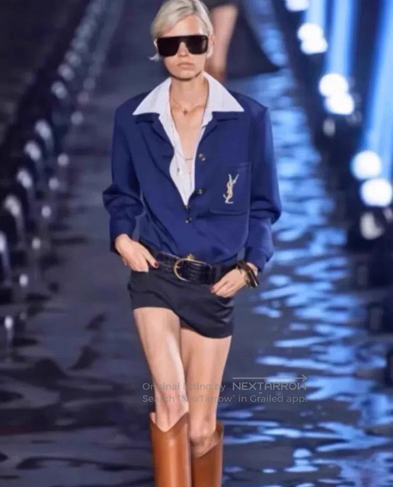 Saint Laurent Paris Saint Laurent Paris Navy Blue Wool Shirt Jacket Size US XXS / EU 40 - 5 Thumbnail