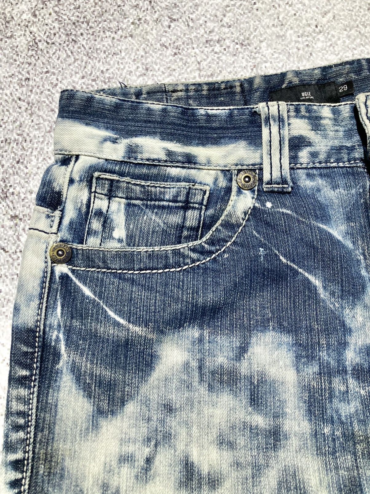 Japanese Brand 2000s Ugiz Distressed Ripped Acid Wash Denim Tornado Style Size US 29 - 9 Thumbnail
