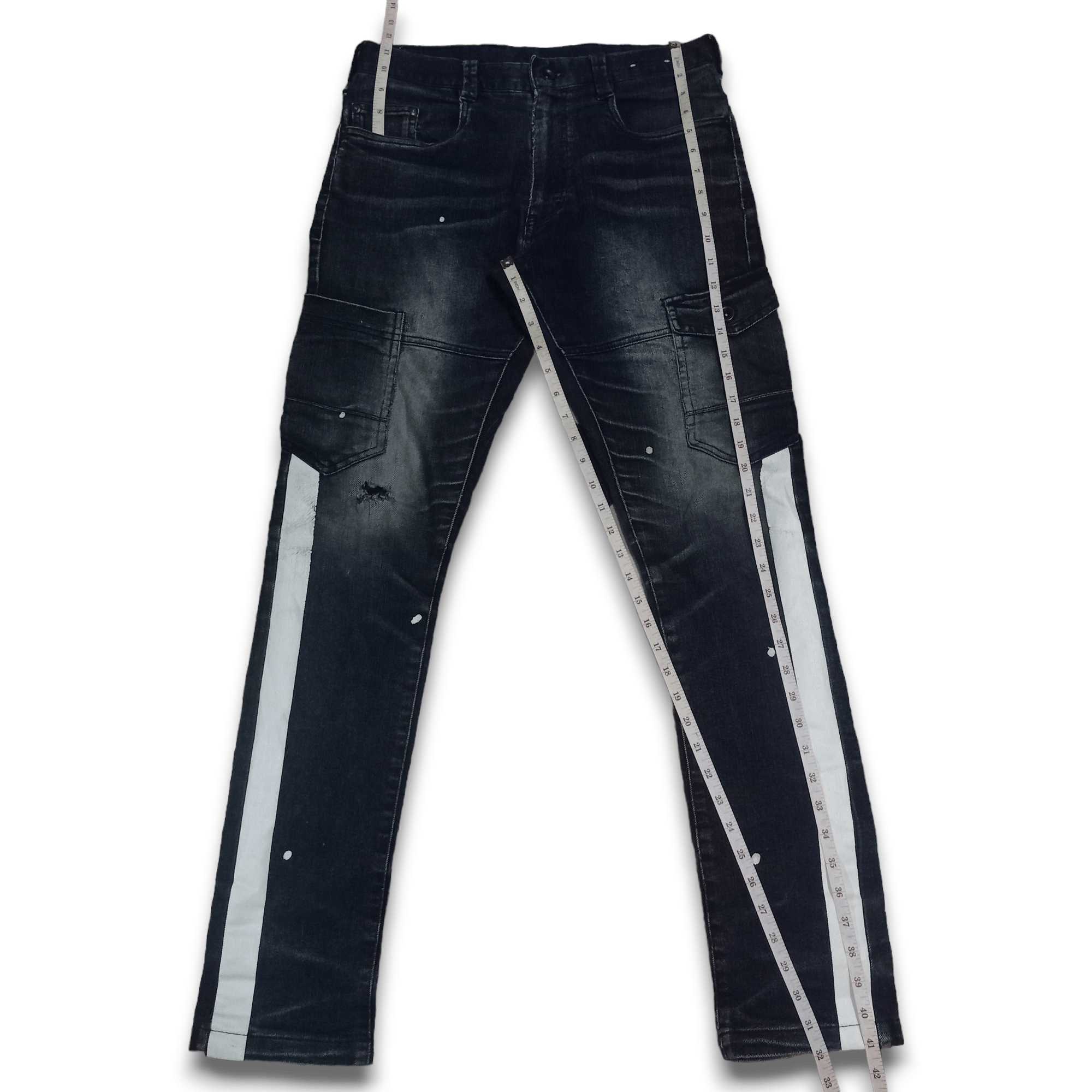 Japanese Brand Vintage Japanese Brand Painted Cargo Denim Pants 31x32 Size US 31 - 11 Thumbnail