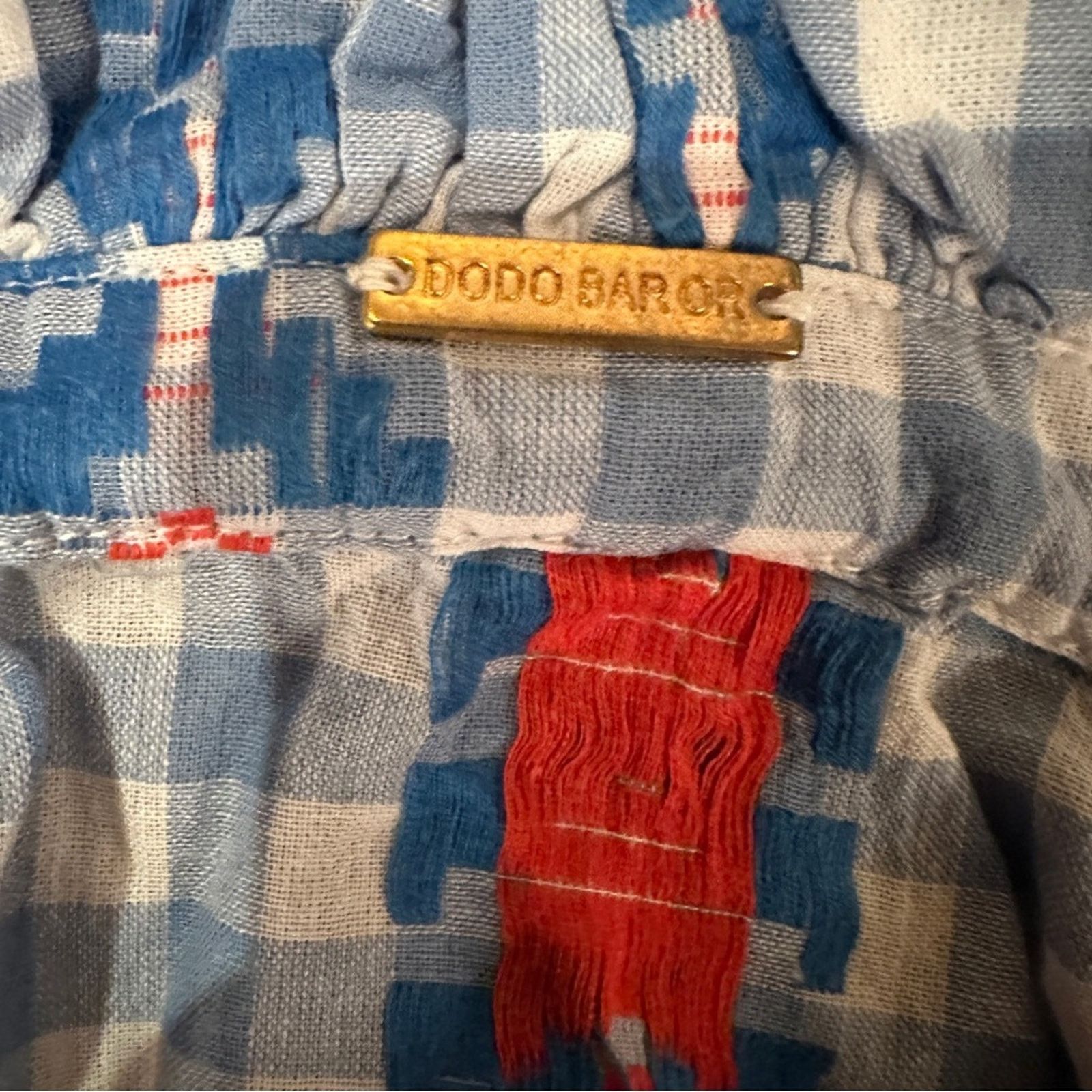 Dodo Bar Or DoDo Bar Or Blue & White Gingham Print Tie Tassel Top Sz M Size M / US 6-8 / IT 42-44 - 5 Thumbnail