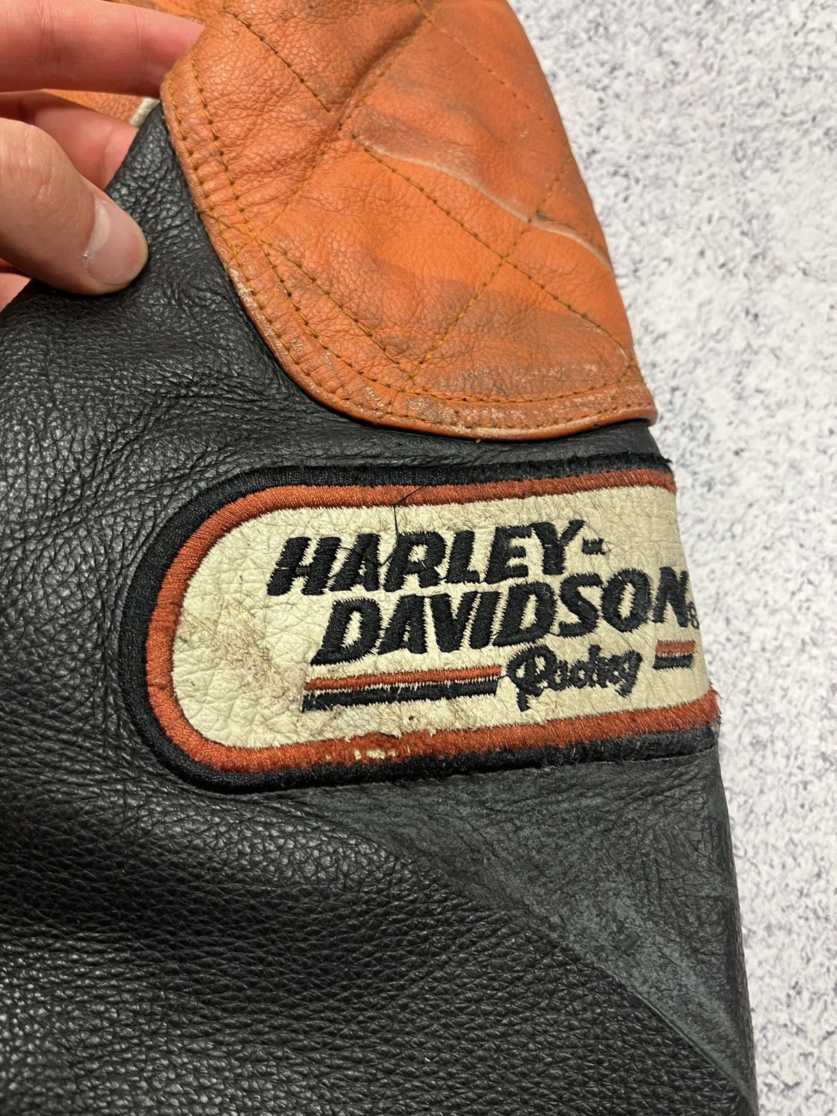 Harley Davidson Vintage Harley Davidson Leather Jacket USA Rare Logo Orange Size US L / EU 52-54 / 3 - 10 Thumbnail