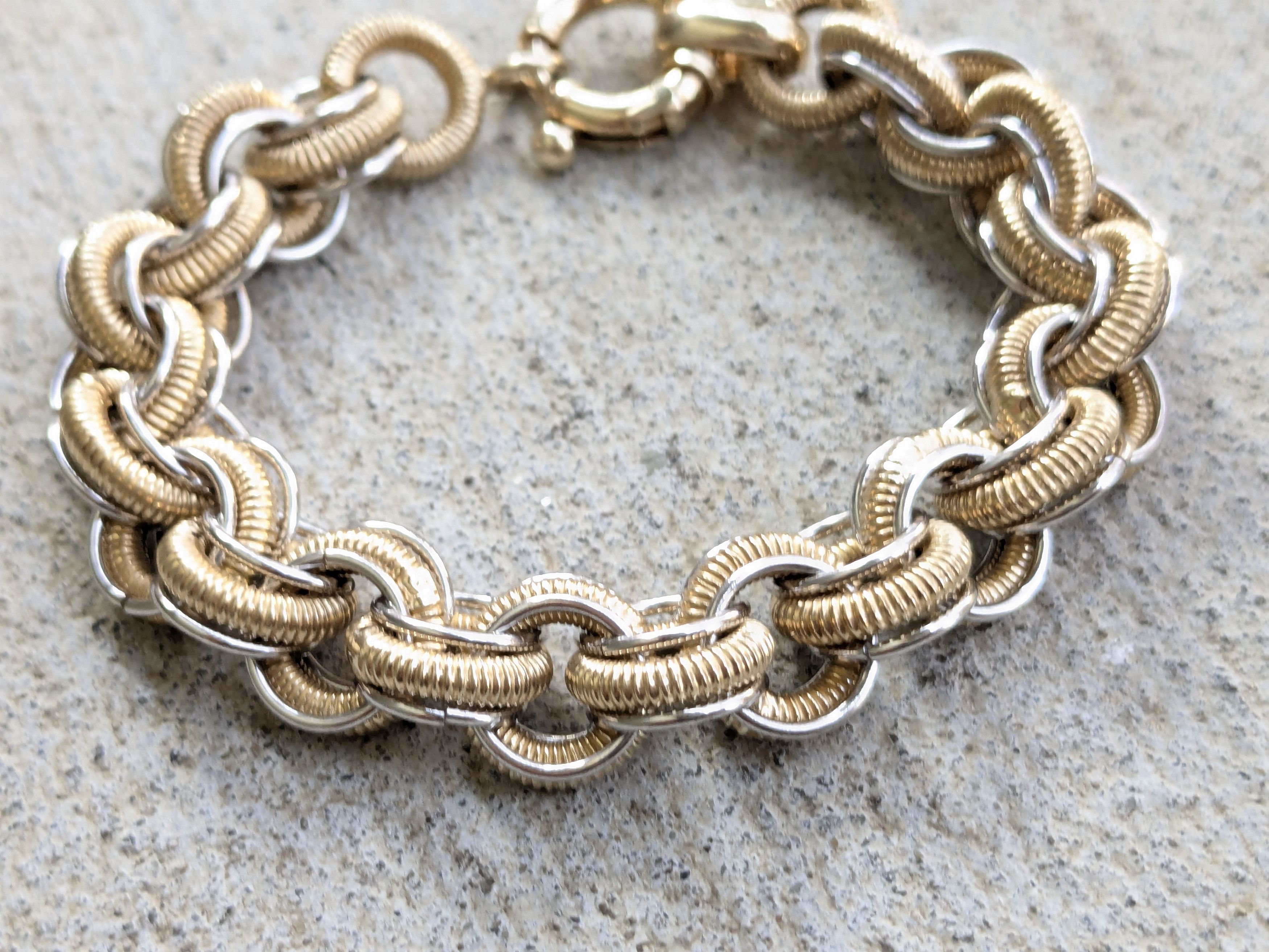 Sterling Silver Milor Sterling Silver Bracelet Round Vermeil Gold Plated 7.5 Size ONE SIZE - 3 Thumbnail