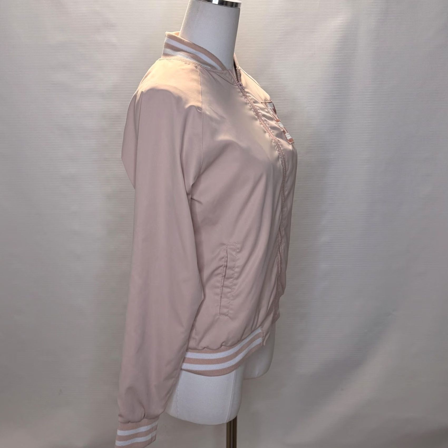 Pinko Hawaii's Finest Jacket Womens M Pink Full Zip Embroidered Back Logo Bomber Jacket, Light Weight, Casual, Spring/Fall, 2018 Collection Size M / US 6-8 / IT 42-44 - 2 Thumbnail