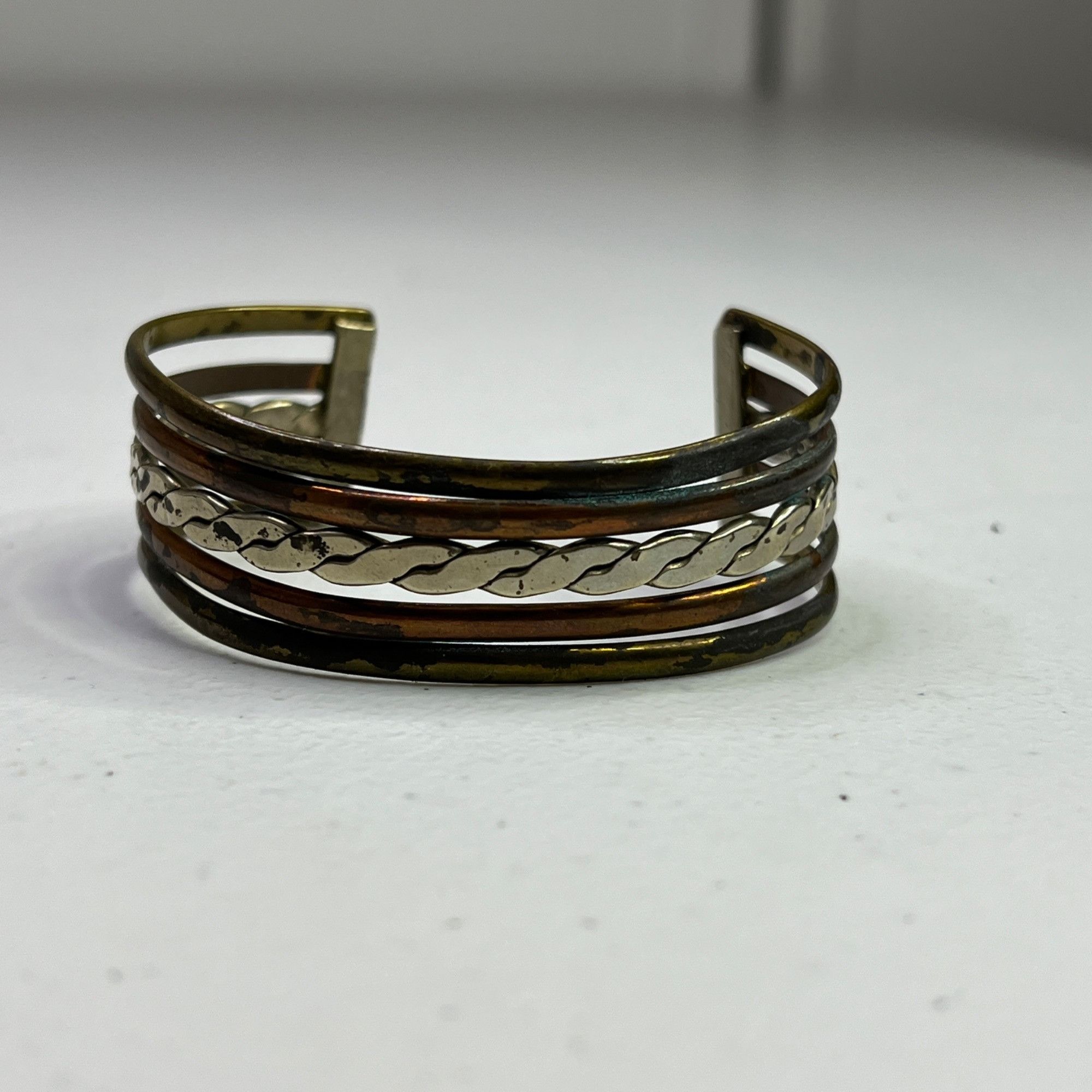 Vintage Vintage Mixed Metal Copper & Brass Open Cuff Bracelet Size ONE SIZE - 6 Thumbnail