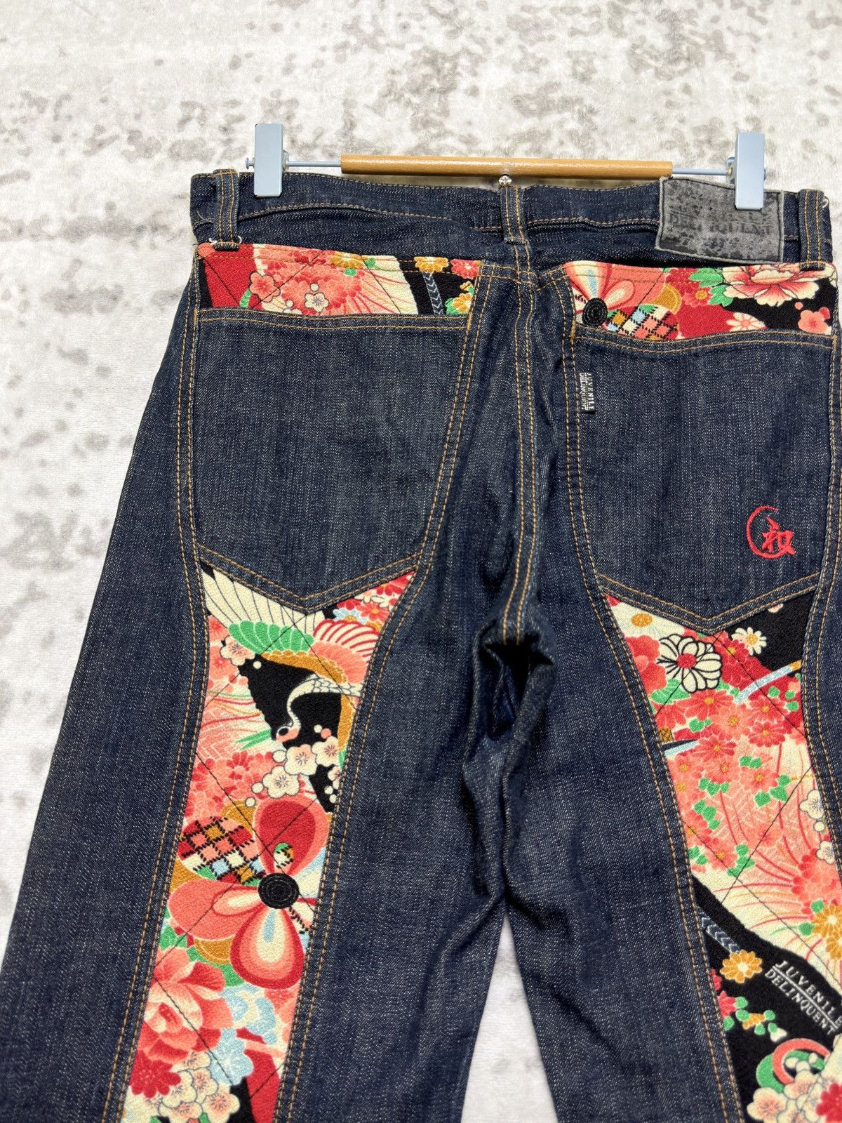 Karakuri Tamashii Juvenile Delinquent Wagara Kimono Panel Straight Denim Jeans Size US 30 / EU 46 - 9 Thumbnail