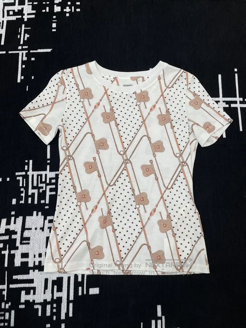Hermes Hermes Printed polka dot short sleeve T-shirt top Size XS / US 0-2 / IT 36-38 - 1 Thumbnail