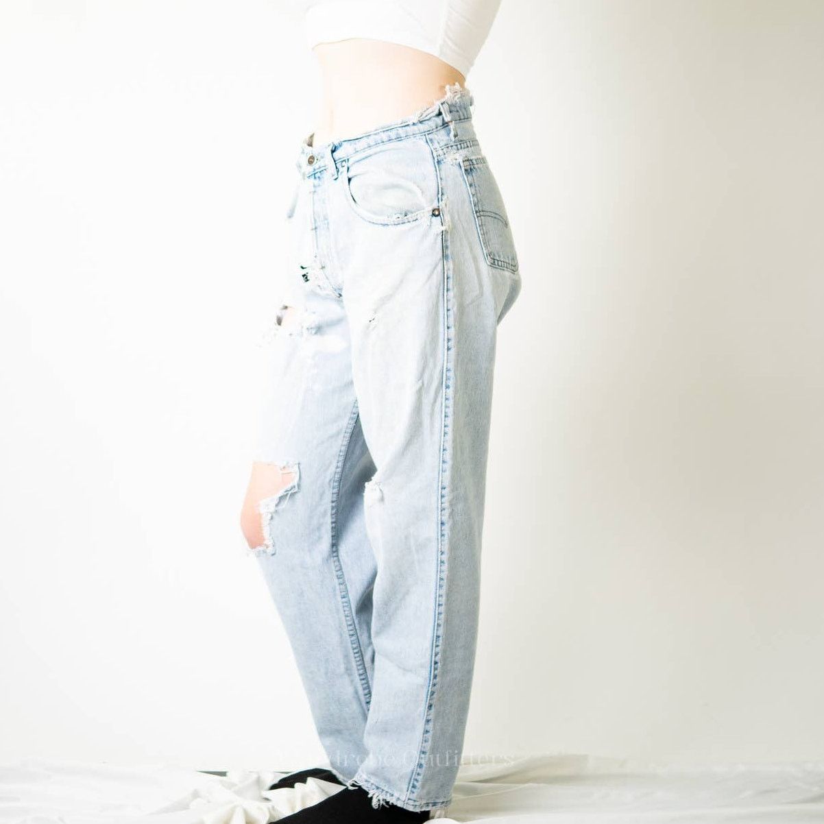 Levi's Vtg90s THRASHED Ripped Distressed Levi Silvertab Baggy Jeans Size 30" / US 8 / IT 44 - 5 Thumbnail