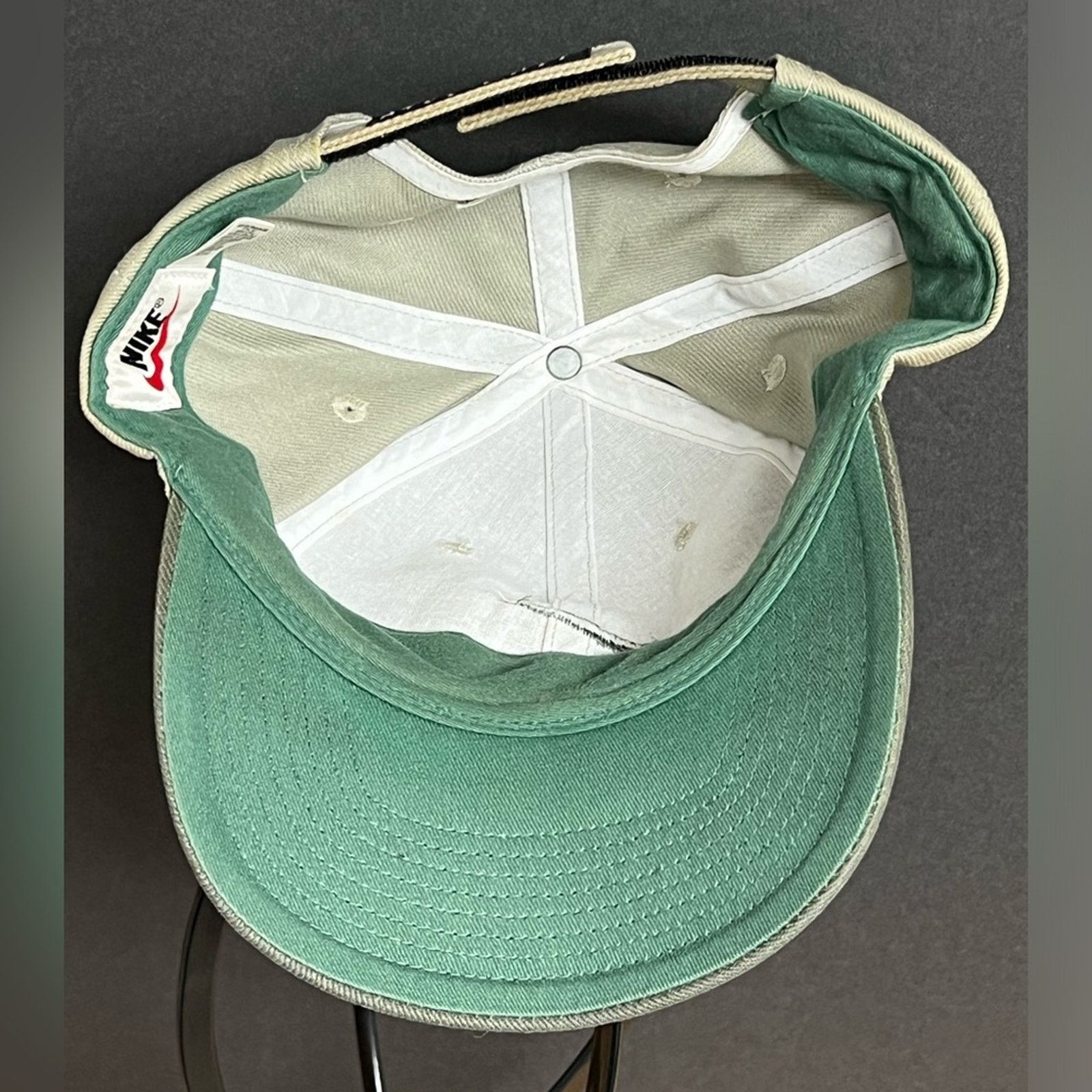 Nike NIKE Strapback Hat VTG Olive Beige Center Swoosh Golf Cap Size ONE SIZE - 5 Thumbnail