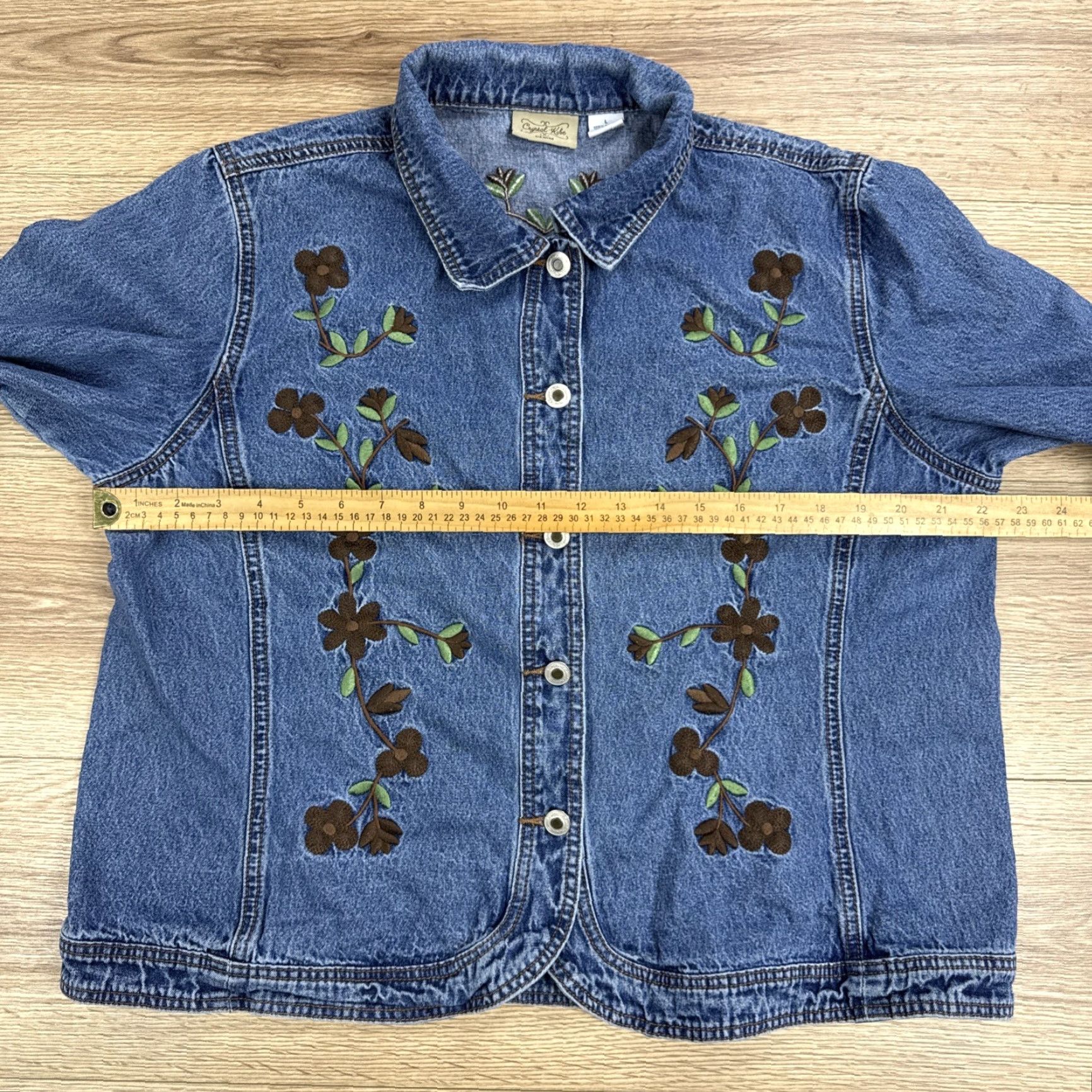 Denime Crystal Kobe Jacket Denim Embroidered Womens Blue Large L Cracker Barrel Fall Size 36" / US 14 / IT 50 - 5 Thumbnail