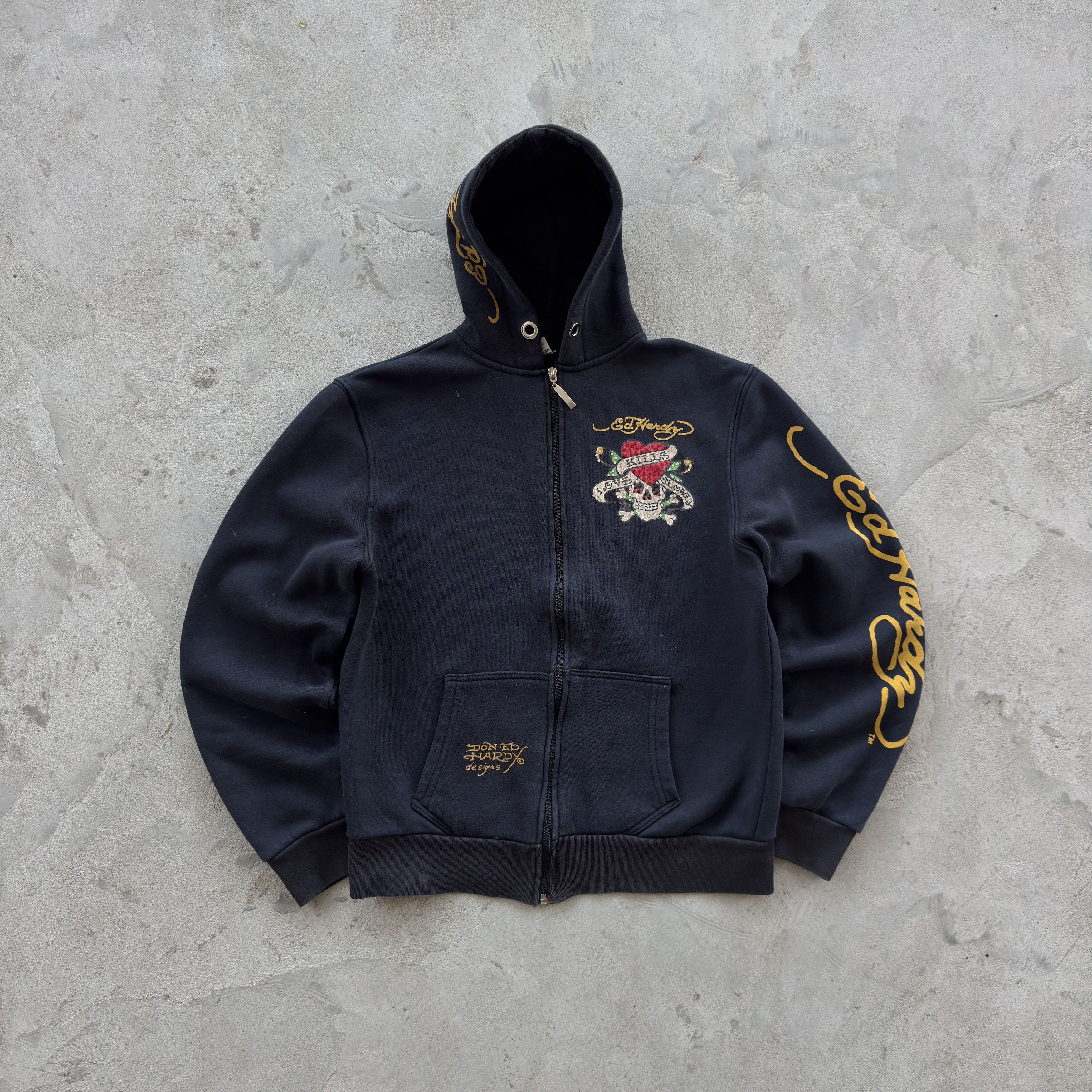 Ed Hardy Vintage 90s Ed Hardy Zip Hooded Sweatshirt Size M / US 6-8 / IT 42-44 - 1 Thumbnail
