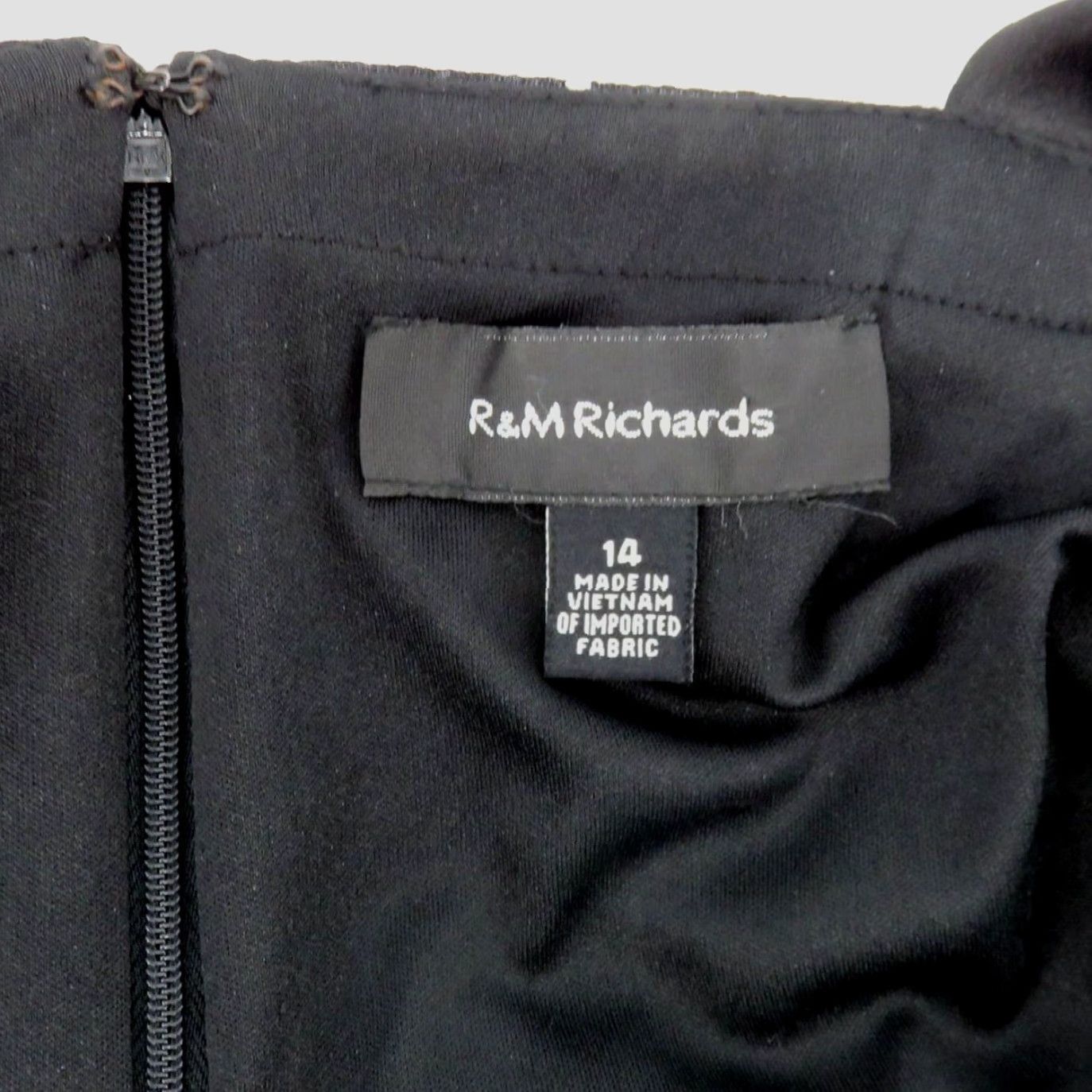 Vintage VINTAGE R&M Richards Women Dress Cocktail Sleeveless Square Neck 14 Black Gray Crinkled Midi Sheath Size XL / US 12-14 / IT 48-50 - 7 Thumbnail