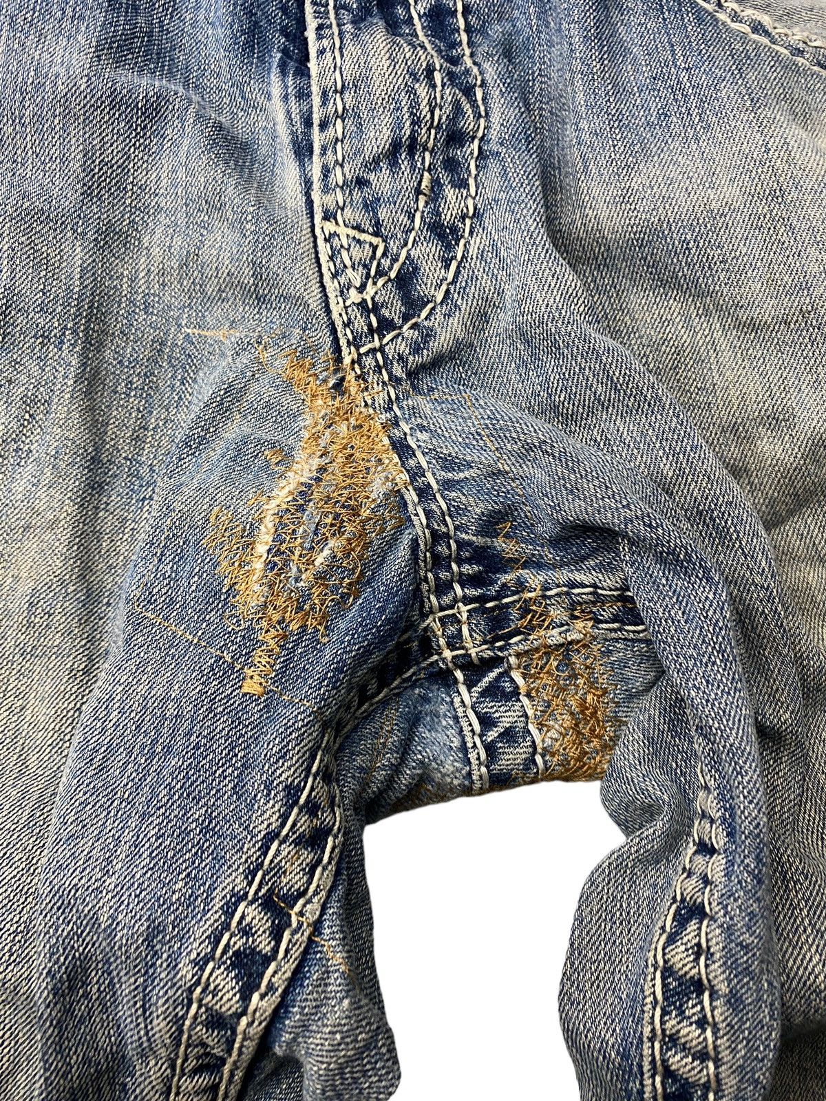 If Six Was Nine 2000's Silver Flared Mudwash Destroy Stitch Jeans Size US 34 / EU 50 - 7 Thumbnail