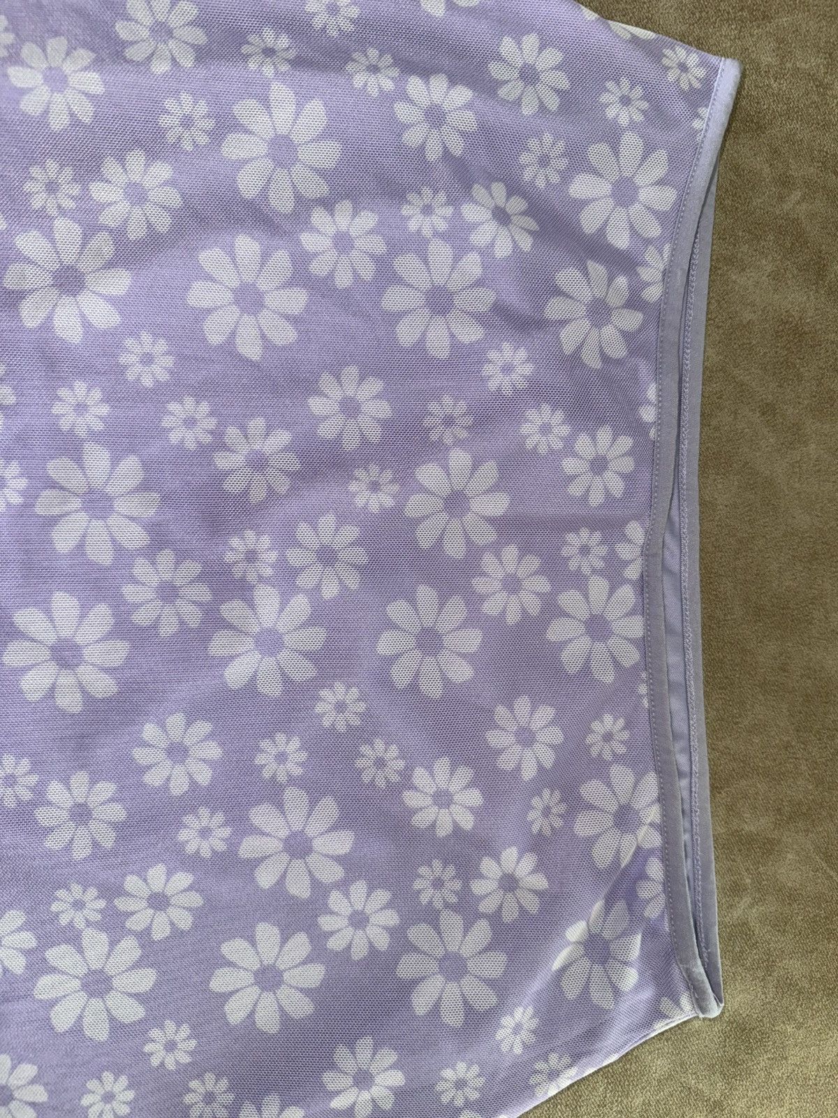 Other Art Class Mini Skirt Lavender White Flowers Size XXL Mesh Size 24" / US 00 / IT 34 - 4 Thumbnail
