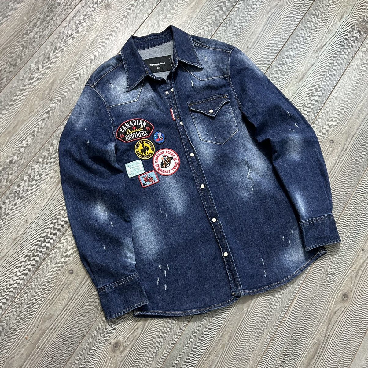 Dsquared2 Dsquared2 Distresses Western Denim Shirt With Patches Size US M / EU 48-50 / 2 - 8 Thumbnail