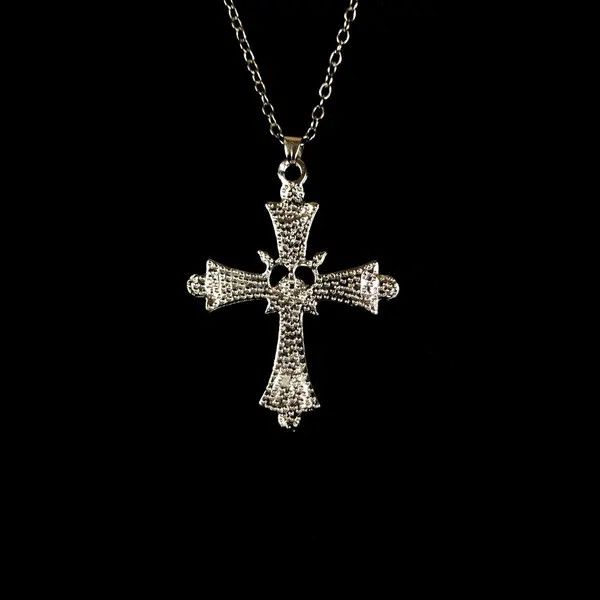VIBE Y2K Cross Necklace Punk Gothic Crystal Chain Size ONE SIZE - 4 Thumbnail