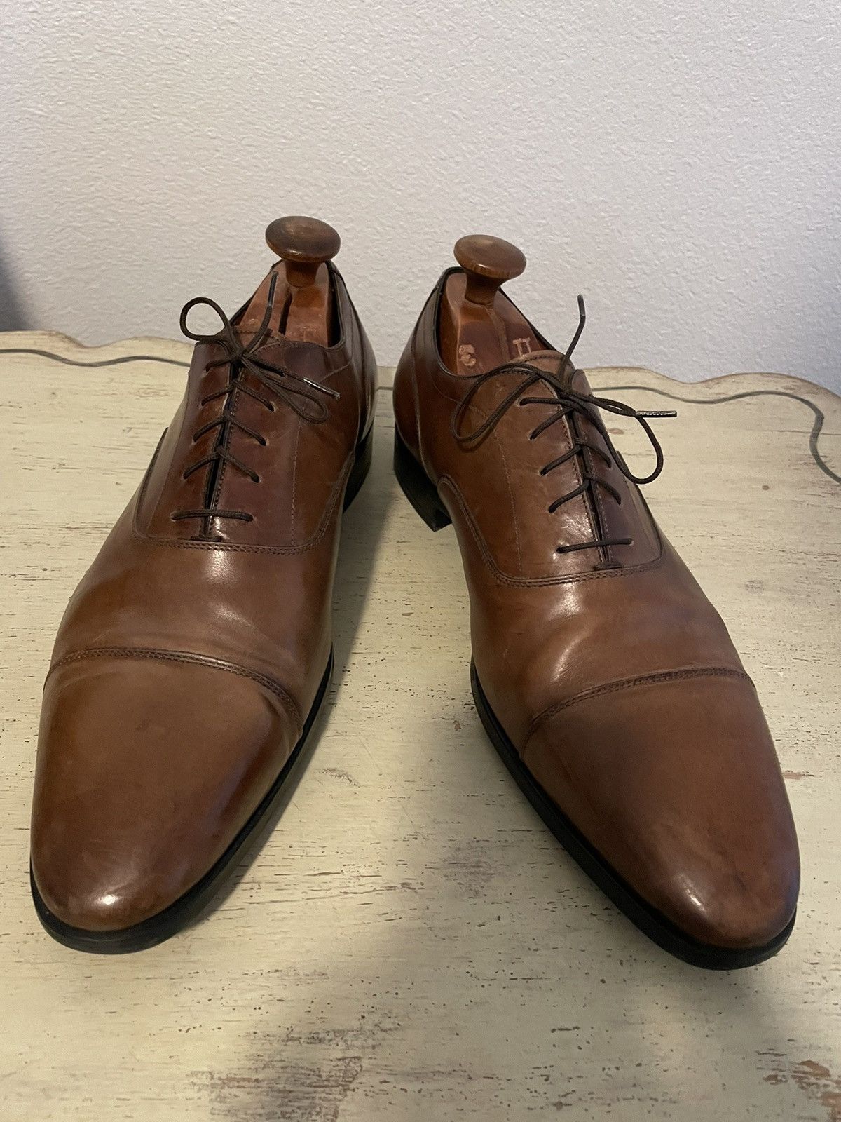 Santoni Leather Cap Toe Oxford Size US 12 / EU 45 - 1 Thumbnail