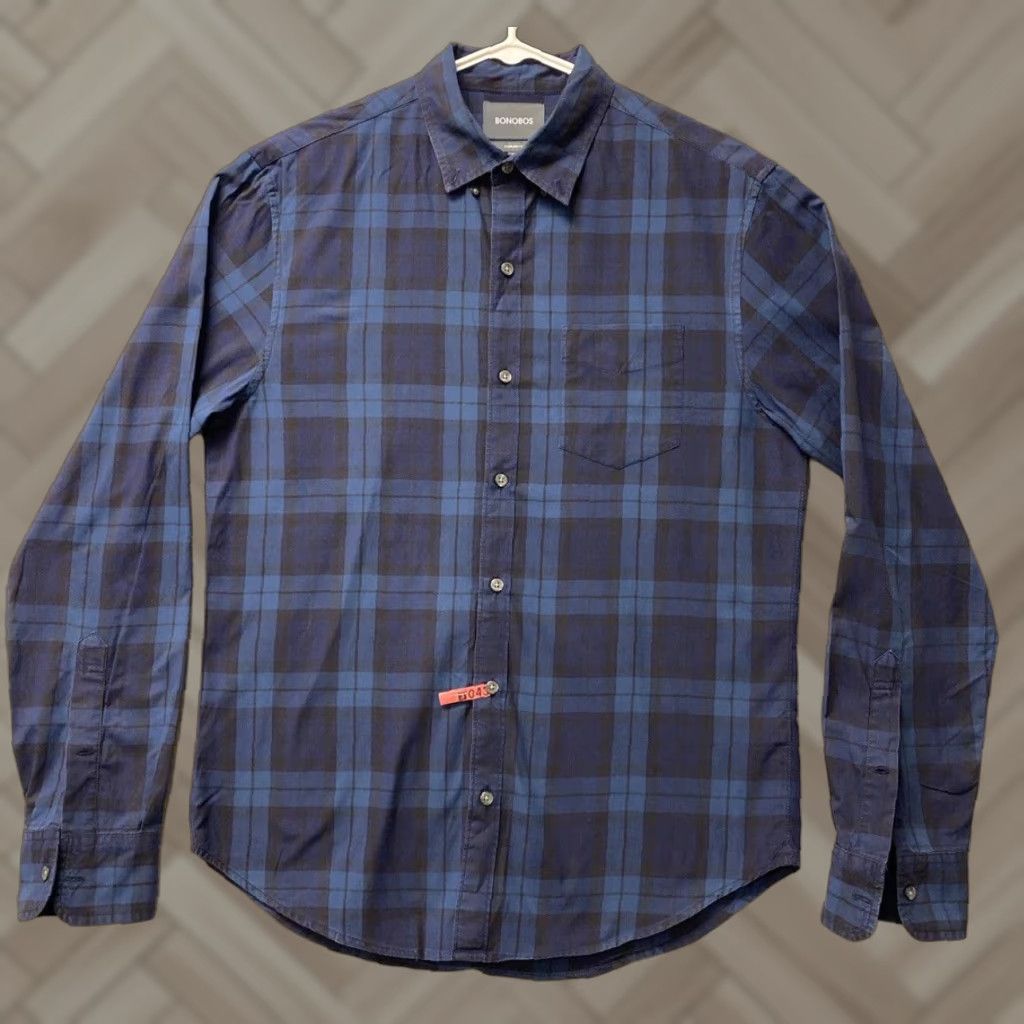 Bonobos VINTAGE Bonobos Men's Shirt Long Sleeve Button-Down Blue Aqua Plaid Medium Slim Fit Size US M / EU 48-50 / 2 - 1 Thumbnail