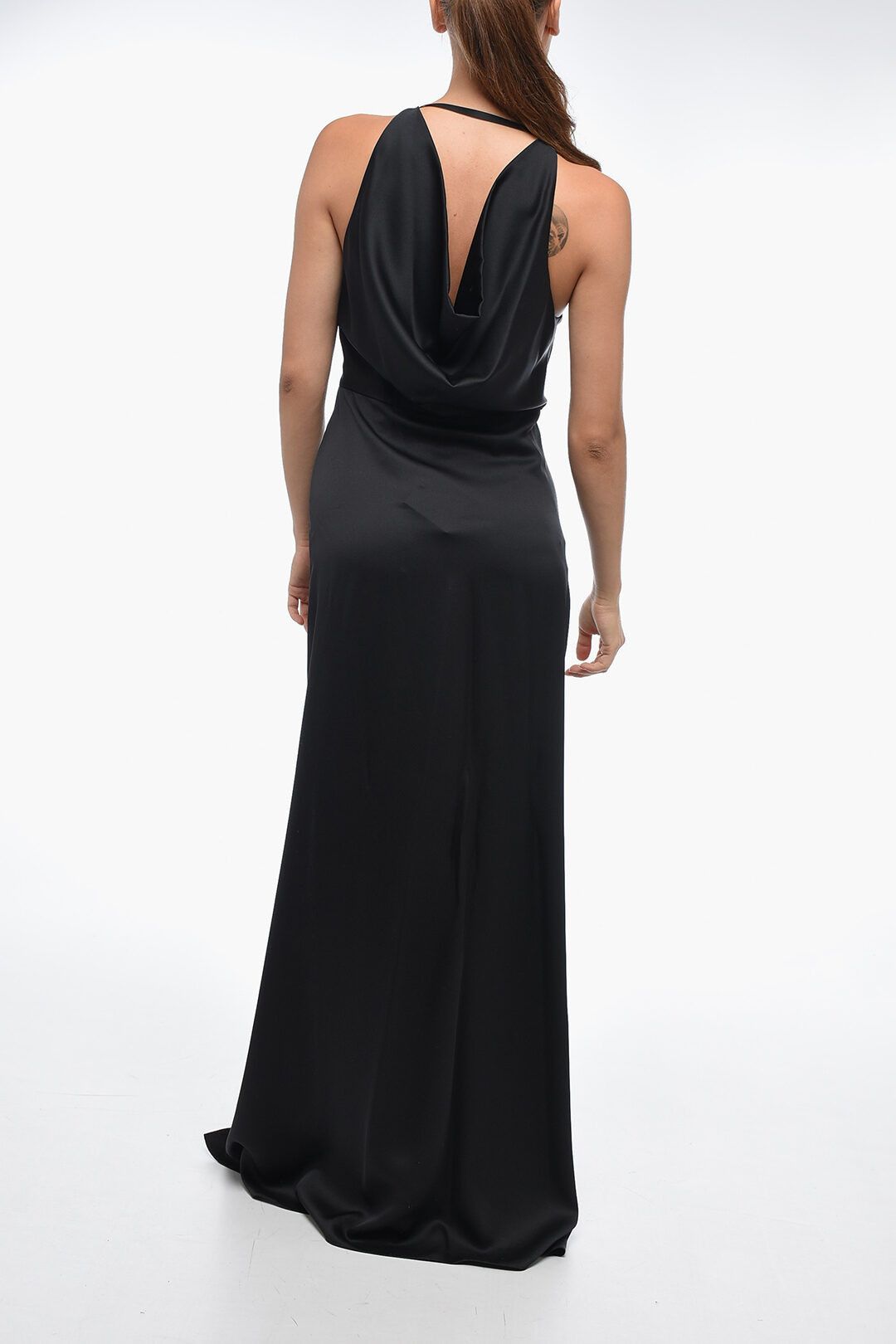 Burberry og1mm1225 Silk Satin Janie Maxi Dress in Black Size M / US 6-8 / IT 42-44 - 2 Thumbnail