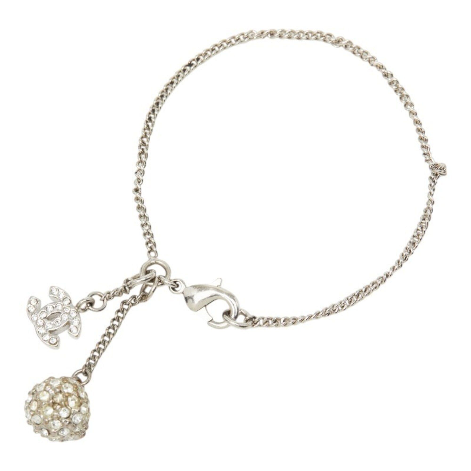 Chanel Chanel Coco Mark Bracelet, Silver Rhinestone, Metal, Women's CHANEL Size ONE SIZE - 1 Thumbnail