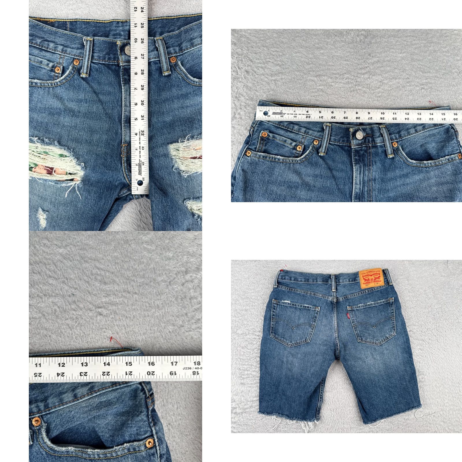 Levi's Levi's Women Short Cut-Off Blue Denim 511 Distressed 31x11 Patch Floral 32 Regular Jeans Size 24" / US 00 / IT 34 - 9 Thumbnail