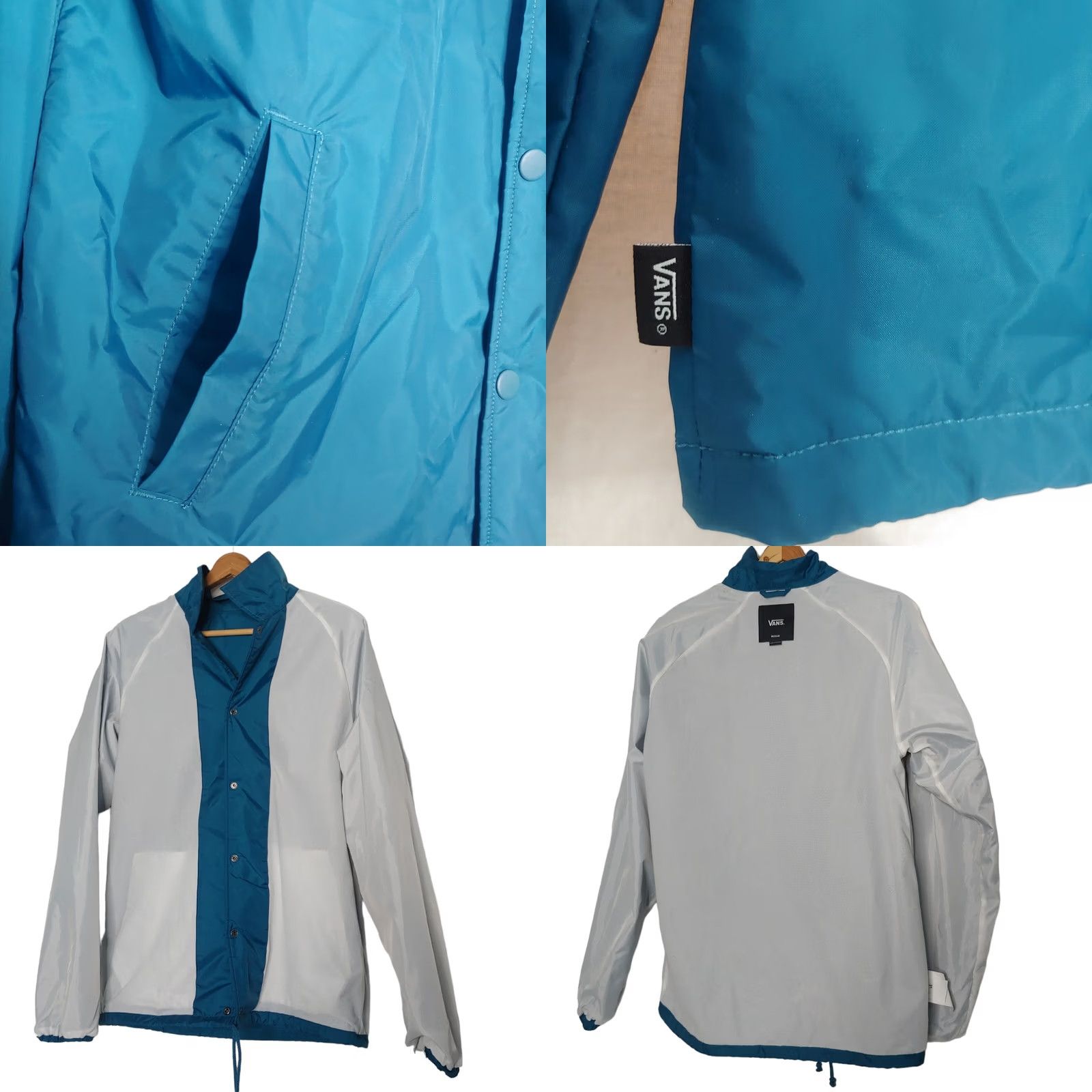 Vans VINTAGE VANS Jacket M Green Off The Wall Teal Snap Retro Skater Military Spec Size US M / EU 48-50 / 2 - 8 Thumbnail